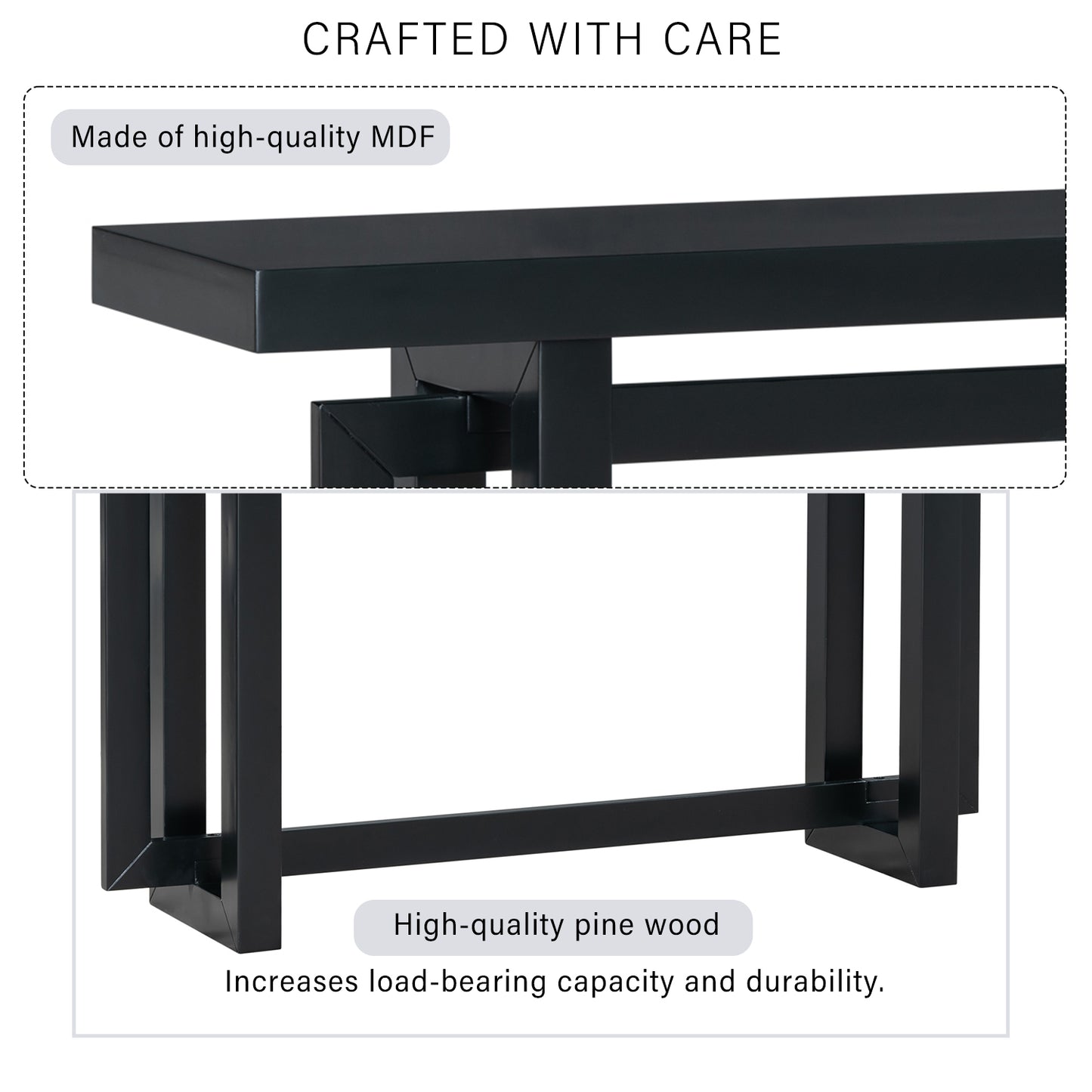 U_STYLE Contemporary Console Table with Wood Top, Extra Long Entryway Table for Entryway, Hallway, Living Room, Foyer, Corridor