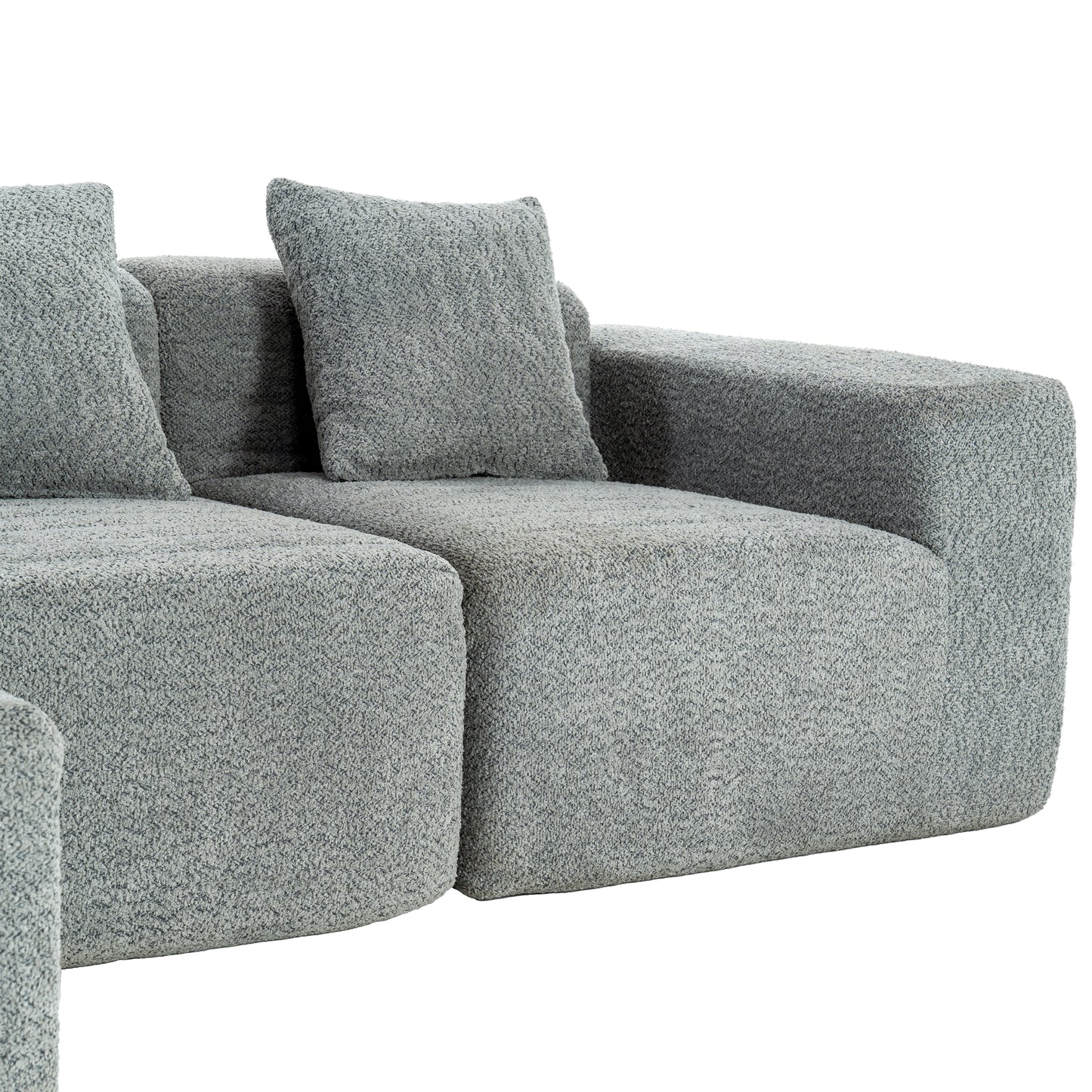 116.5" Sectional Sofa Full-compressed Sofa Couch Free-combined Sofa for Living Room, Grey