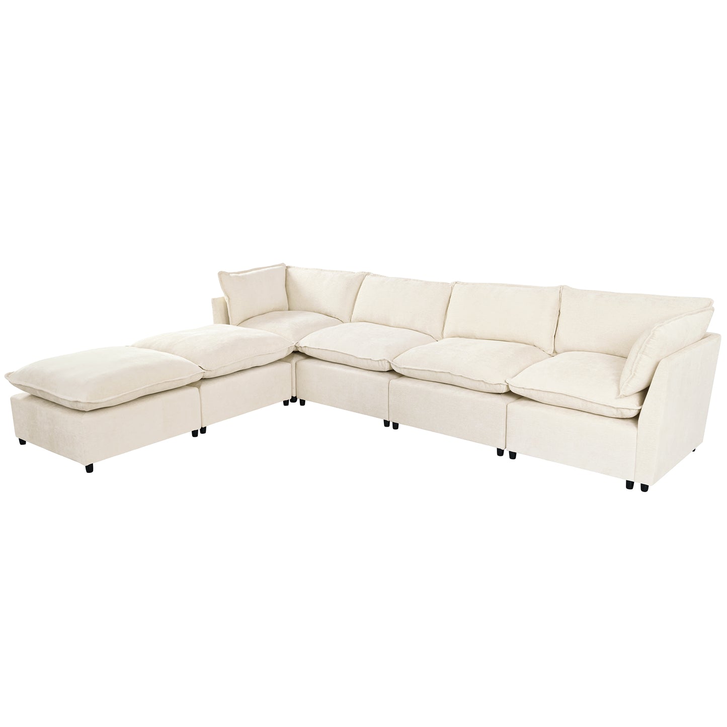 U_Style Modern Large U-Shape Sectional Sofa, 2 Large Chaise with Removable Ottomans, Convertible L-Shape Sectional Sofa with Stylish Piping Design,for Living Room,Spacious Space(Old SKU:WY000351AAA)