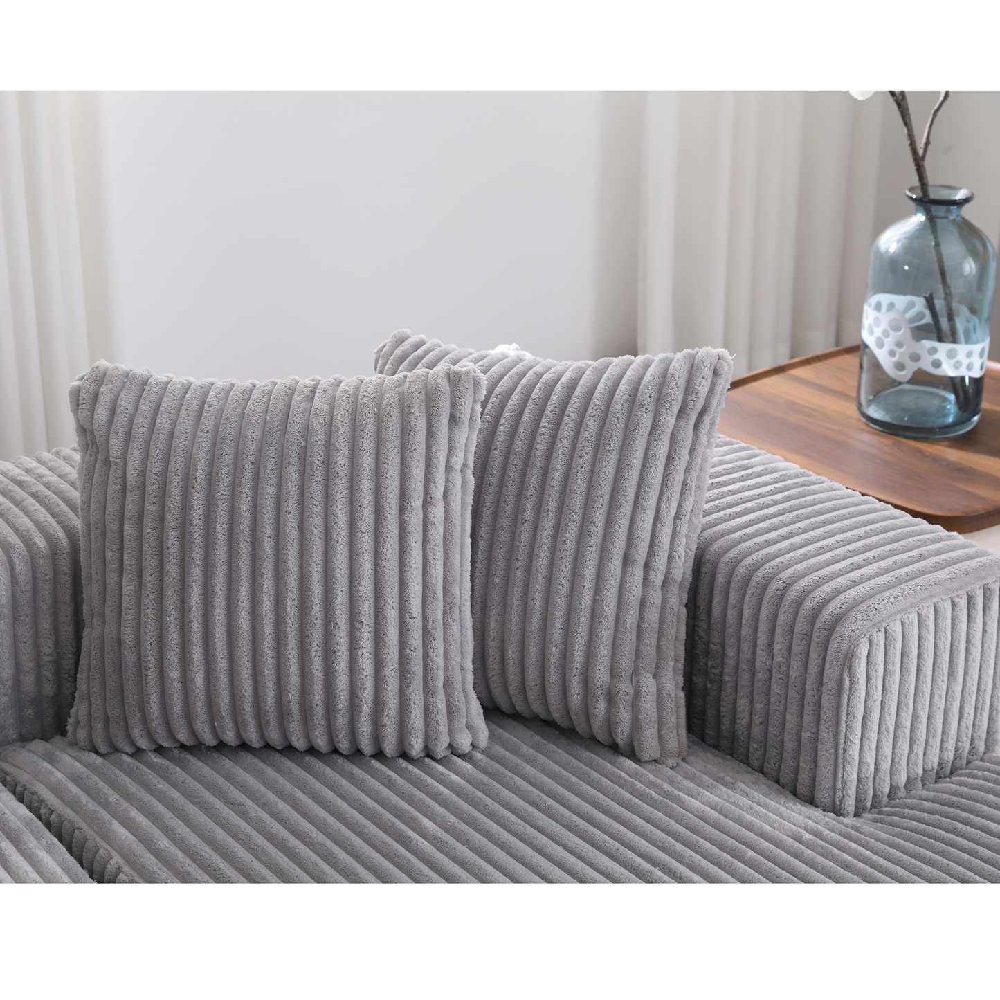 [NEW ARRIVED] [VIDEO PROVIDED]131'' Modular Sectional Couch, U-shaped sofa , Chaise Lounge, Striped fabric,Upholstered 4 Seater Couch for Living Room, Bedroom, Free Combination Sofa (Corduroy), Gray