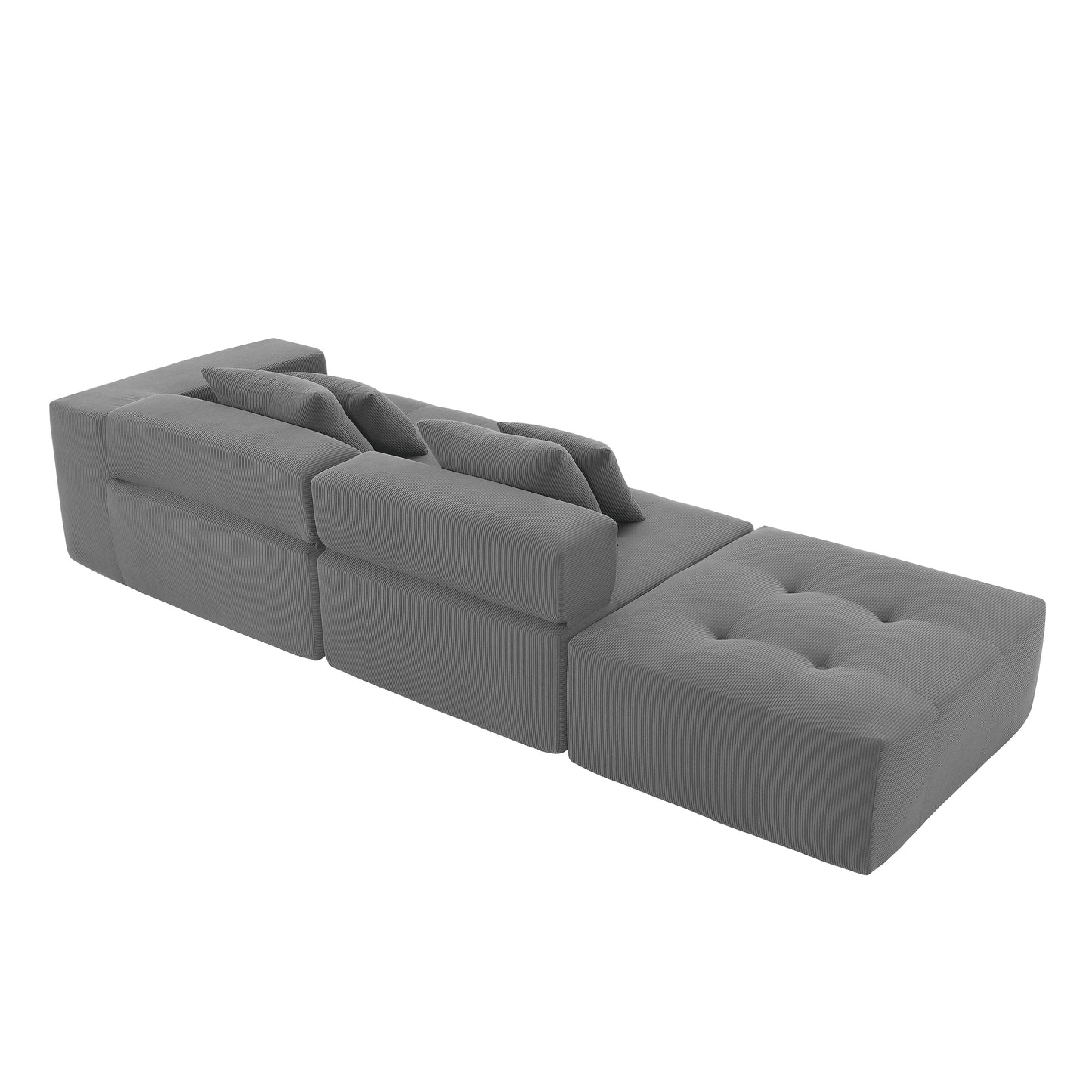 [VIDEO+New]105.5''L Shaped Modular Sectional Sofa,Minimalist Corduroy Floor Couch Set,Convertible Foam-Filled Cloud Compressed Couch for Living Room,3 PC Free Combination,No Assembly Required,3 Colors