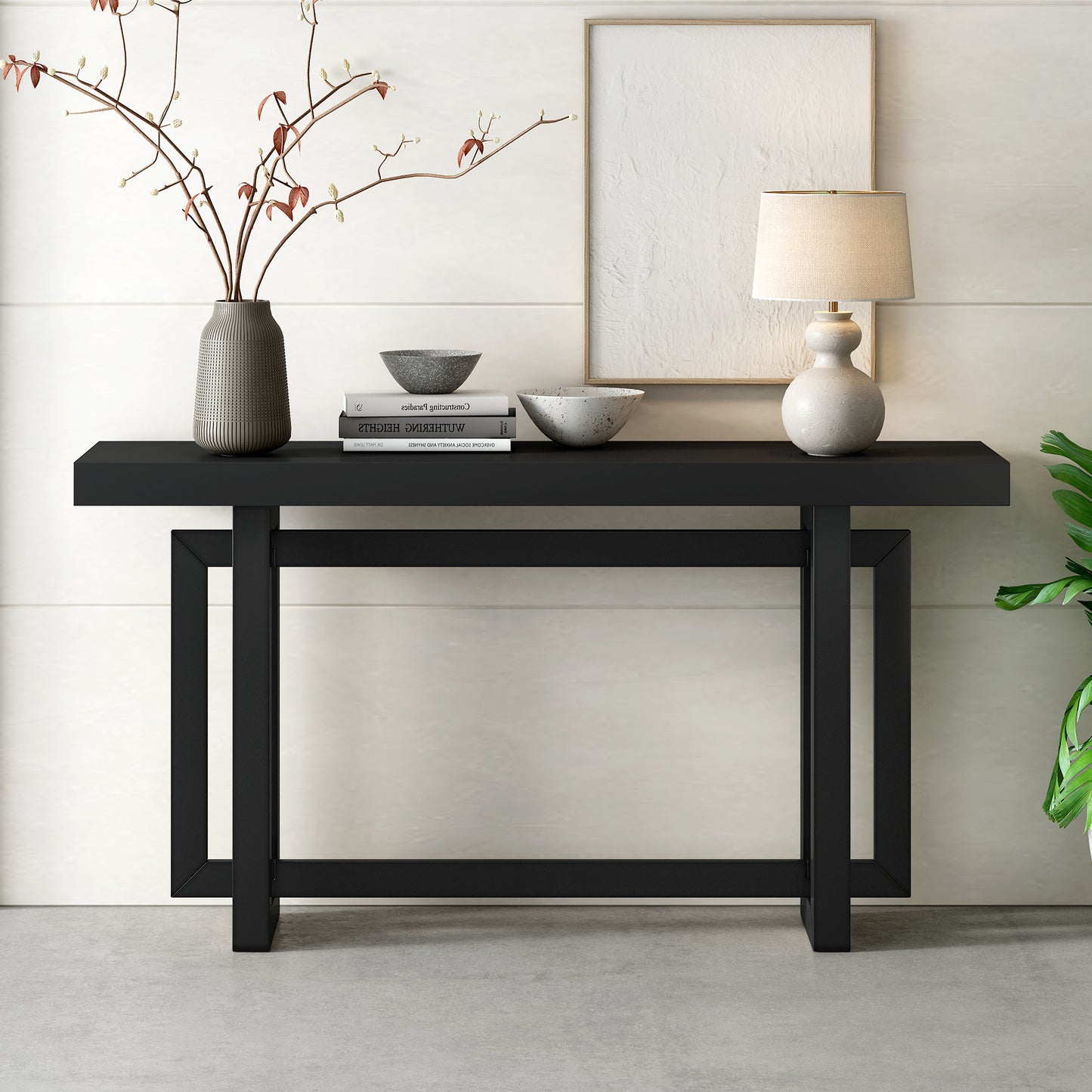 U_STYLE Contemporary Console Table with Wood Top, Extra Long Entryway Table for Entryway, Hallway, Living Room, Foyer, Corridor