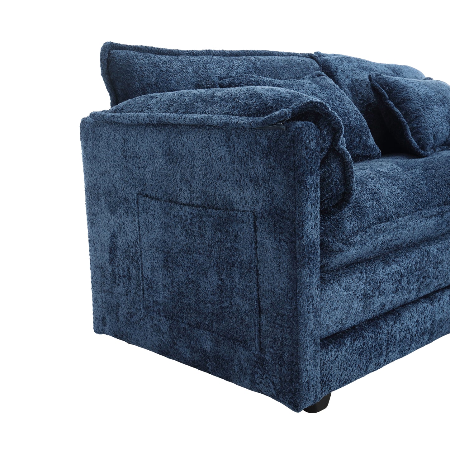 UNITED WE WIN Chenille fabric, removable armrests with side pockets, high density sponge filling, oversized double sofa with footstool