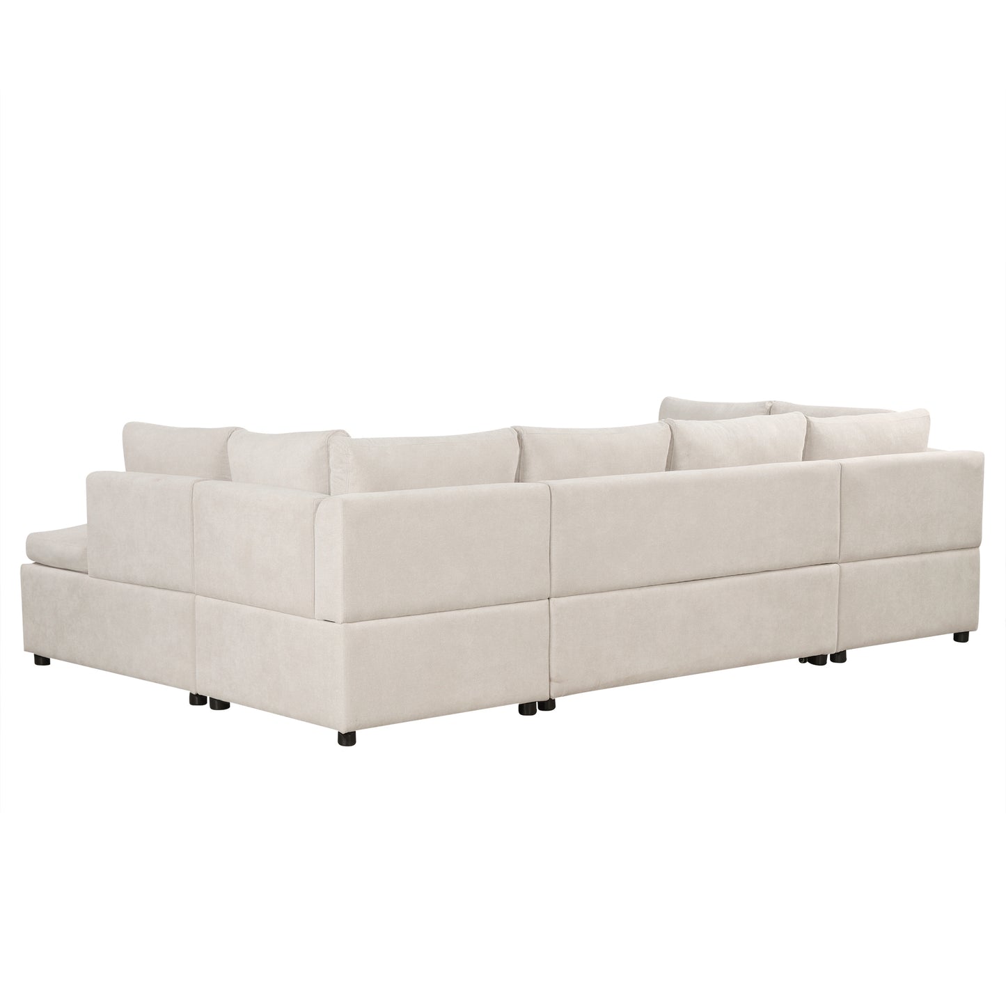 117.3" Oversized Sectional Sofa U- shaped Sofa Couch Pull-out Sofa Bed with Two Throw Pillows for Living Room, Beige