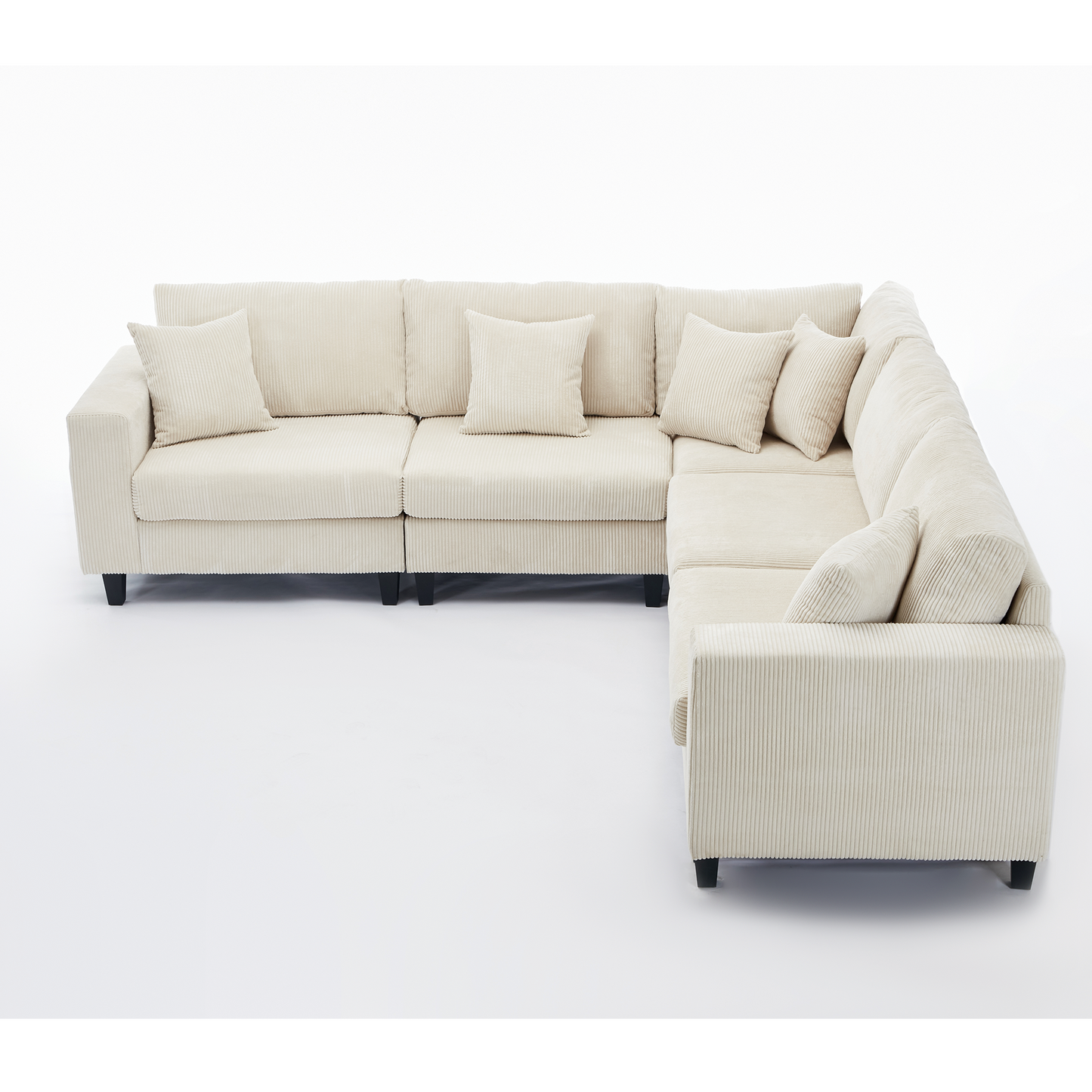 [NEW PACKAGING UPGRADE]Oversized Modular Sectional Sofa Set, L Shaped Couch,Corduroy ,Upholstered,Deep Seat,,5 Seat,5 Throw pillow and 6 back cushion,Living Room, Apartment ,Beige