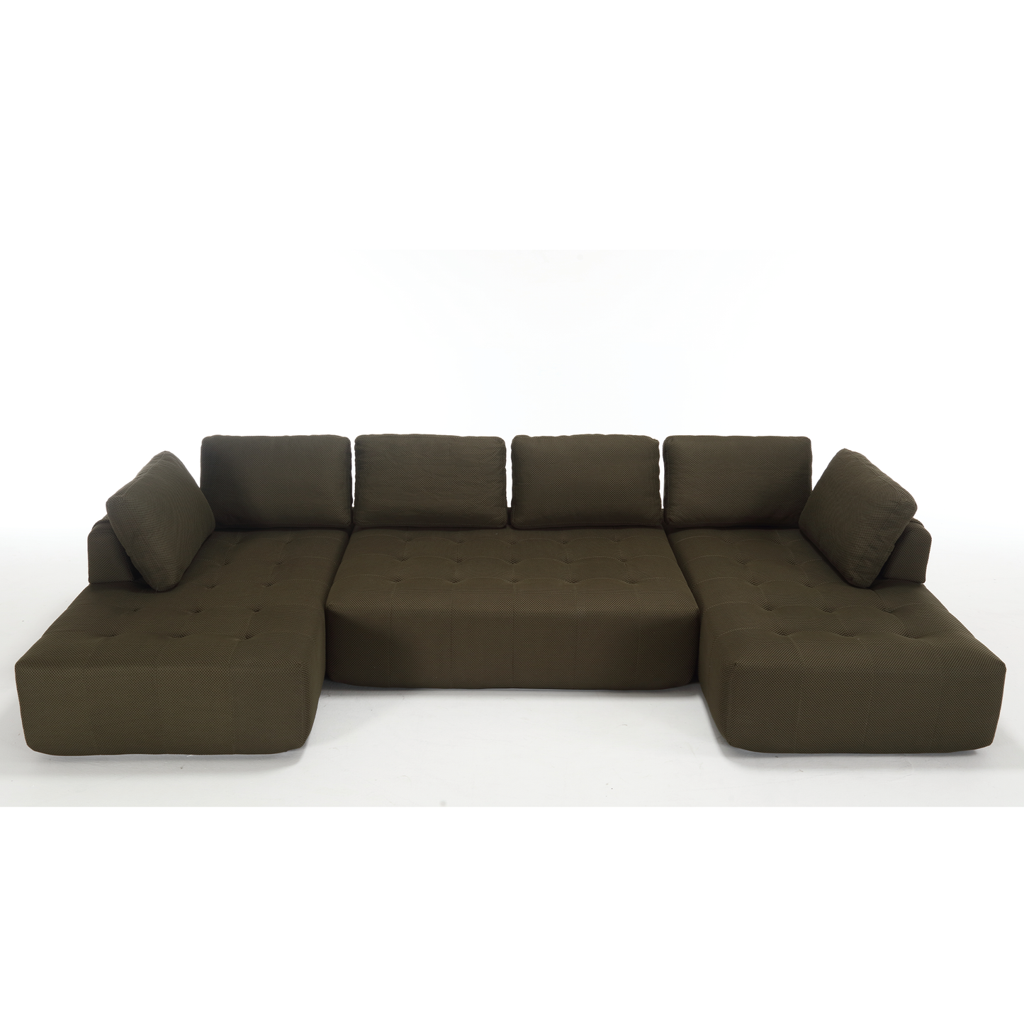 [NEW ARRIVED] [VIDEO PROVIDED]138.5 "Modular Combination Sofa, U-shaped Sofa, Living Room, Apartment, Upholstered ,6-seat Sofa, Free Combination Sofa (Mesh Fabric), Breathable Fabric,Green