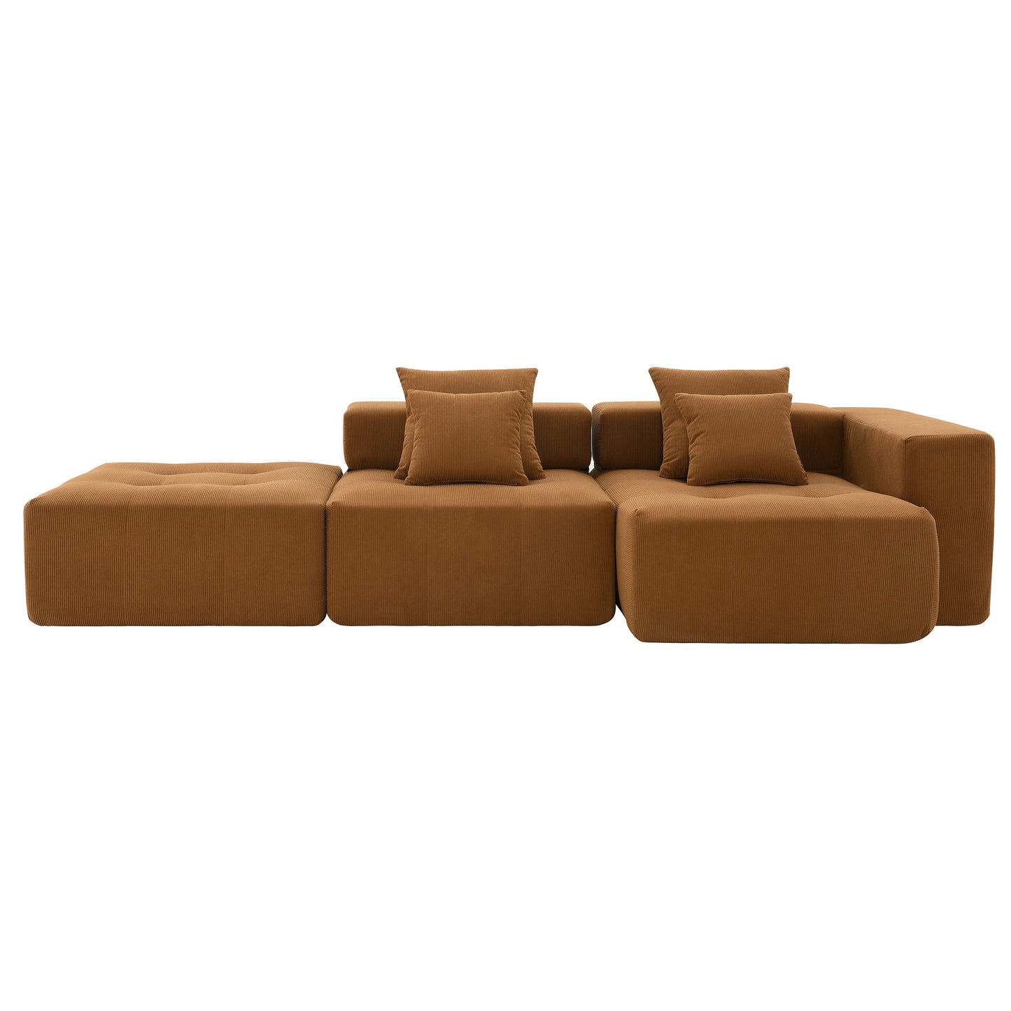 [VIDEO+New]105.5''L Shaped Modular Sectional Sofa,Minimalist Corduroy Floor Couch Set,Convertible Foam-Filled Cloud Compressed Couch for Living Room,3 PC Free Combination,No Assembly Required,3 Colors