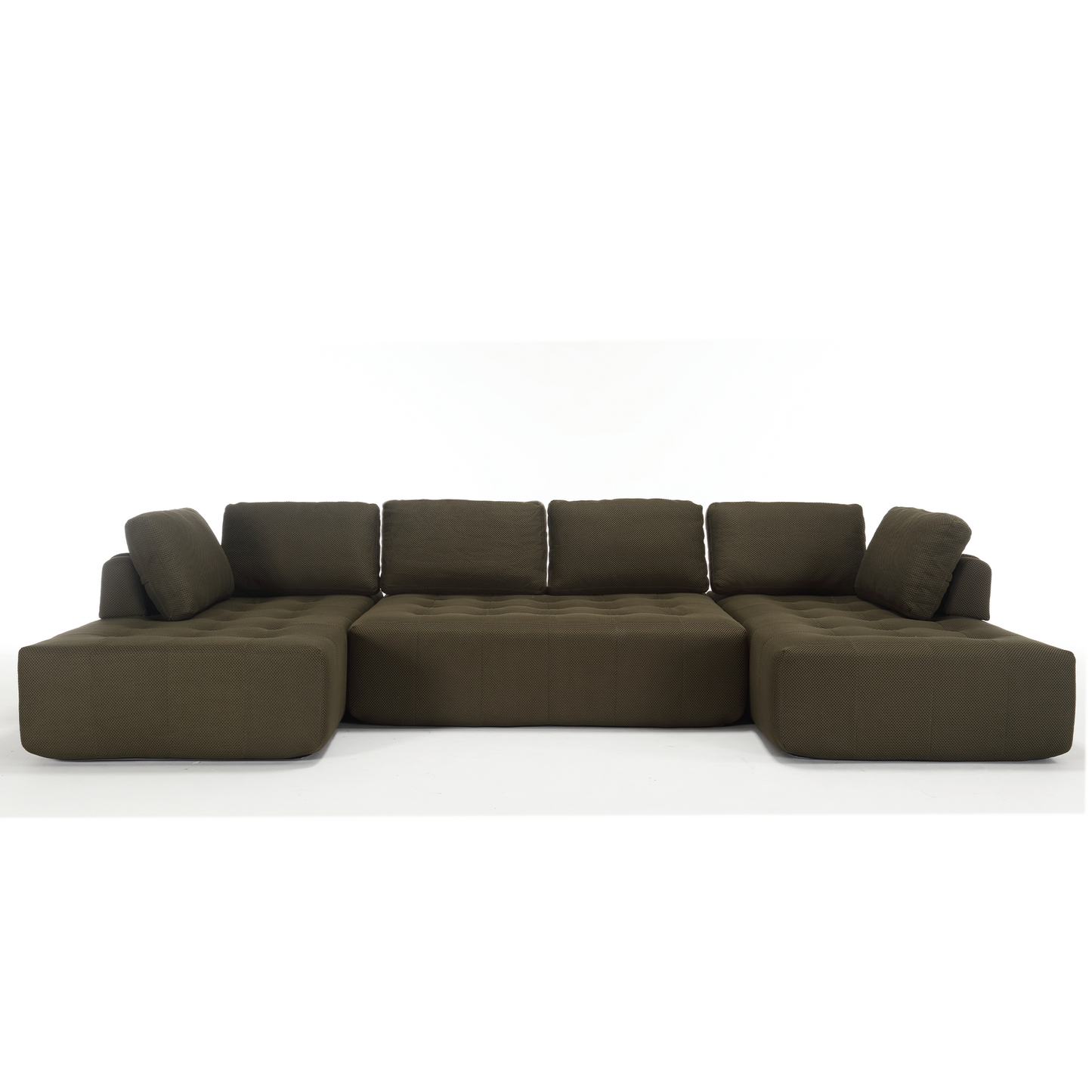 [NEW ARRIVED] [VIDEO PROVIDED]138.5 "Modular Combination Sofa, U-shaped Sofa, Living Room, Apartment, Upholstered ,6-seat Sofa, Free Combination Sofa (Mesh Fabric), Breathable Fabric,Green