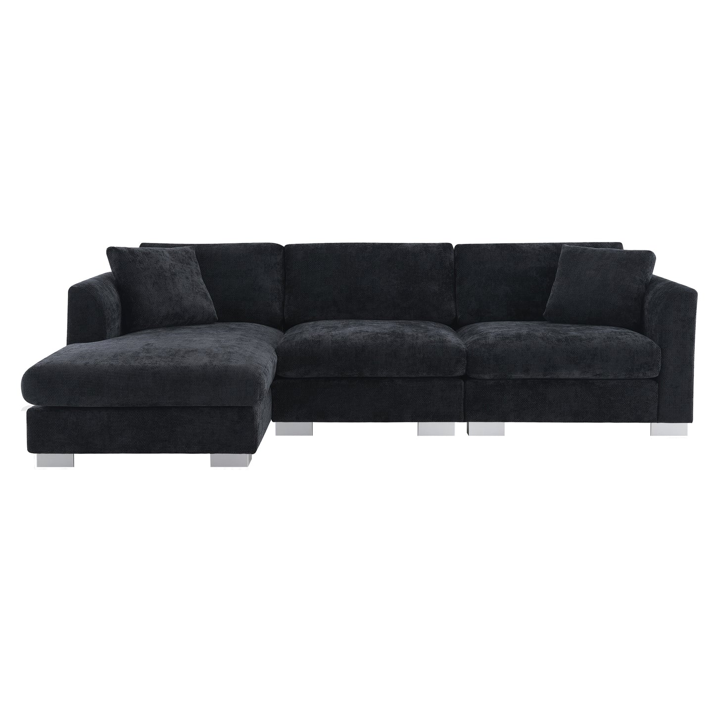 [VIDEO provided][New] 96*56" Modern Cloud Sectional Sofa,L-shaped Luxury Couch Set with 2 Free pillows,4-seat Chenille Indoor Furniture with Oversized Chaise for Living Room,Apartment,Office,3 Colors