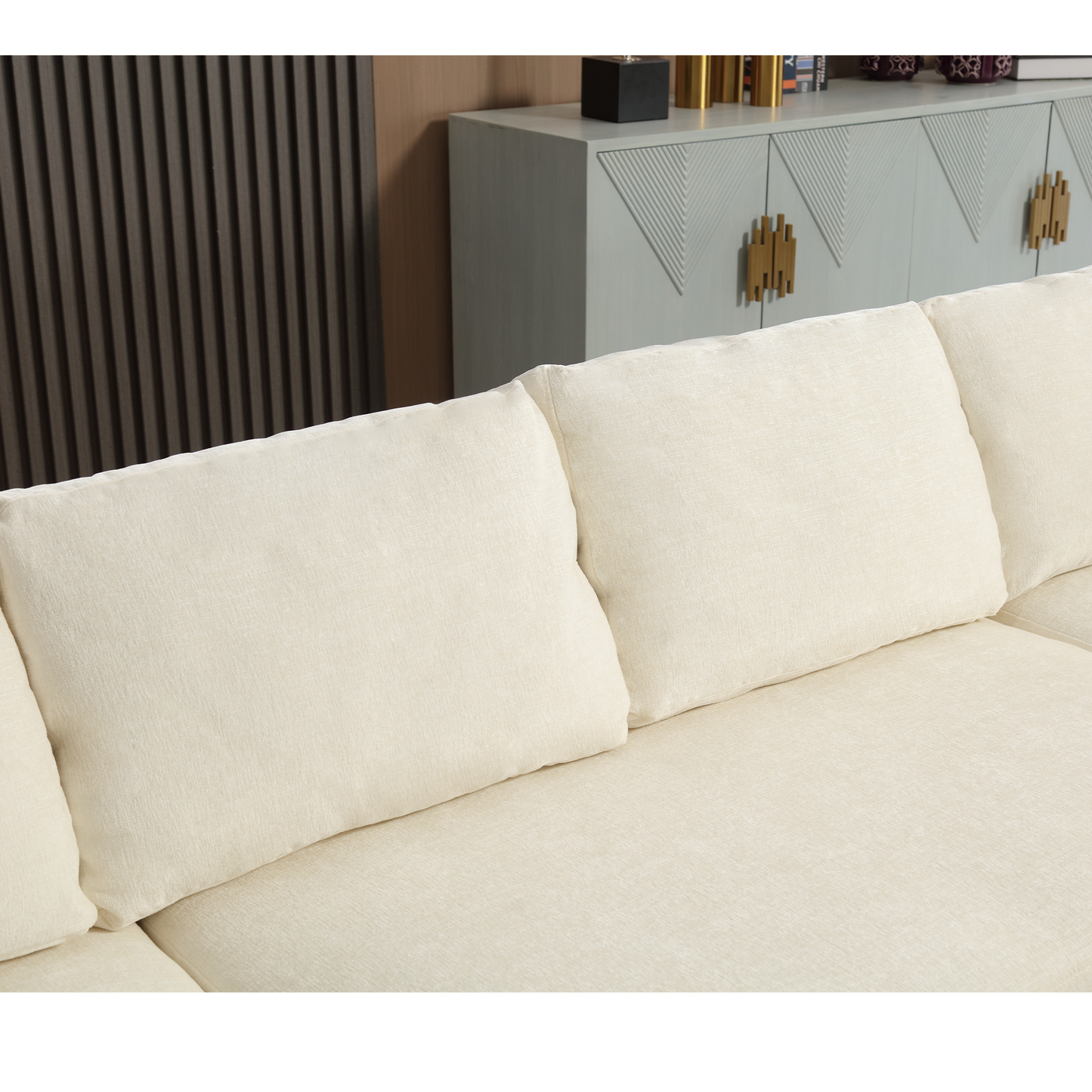 [NEW ARRIVED] [VIDEO PROVIDED]110.75" Sectional Sofa,Oversized modular sofa,Chaise Storage, Modern U Shaped  Couch , Upholstered Sofas,Chenille,Crystal button , Living Room, Apartment,  Beige