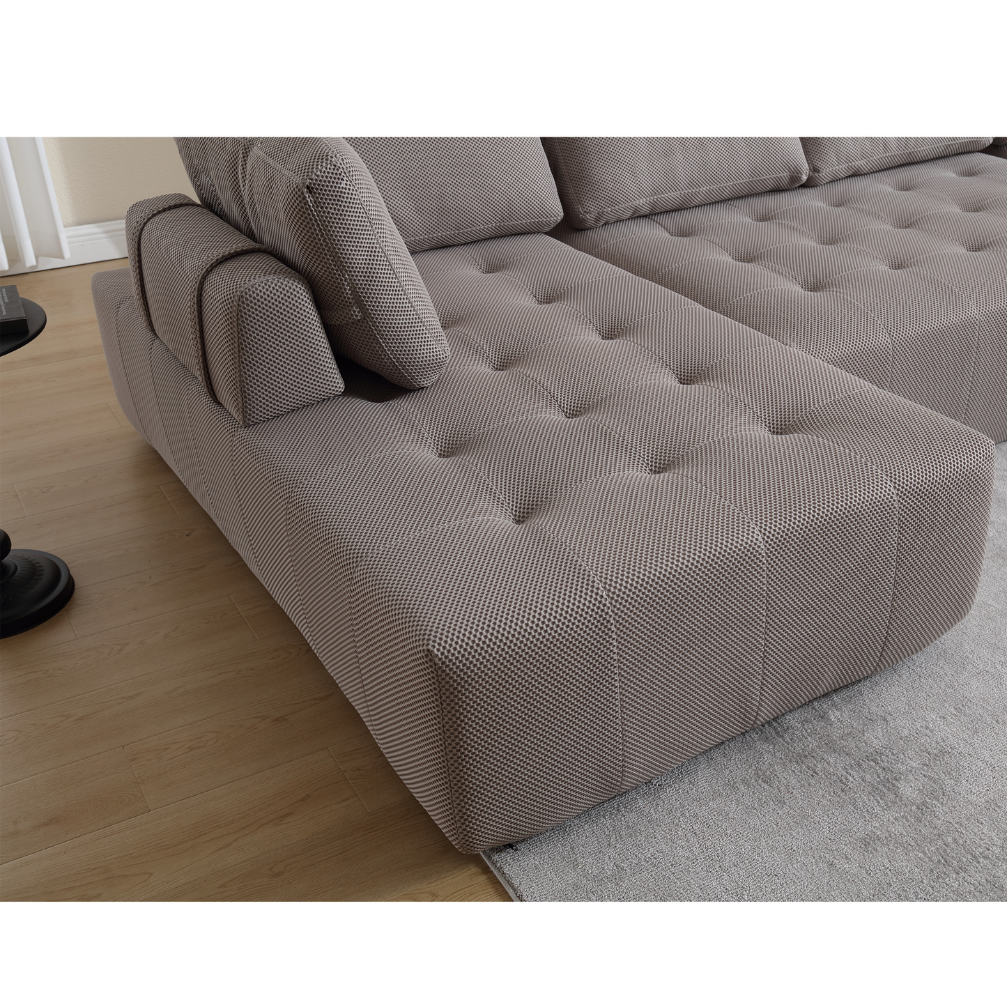 [NEW ARRIVED] [VIDEO PROVIDED]138.5 "Modular Combination Sofa, U-shaped Sofa, Living Room, Apartment, Upholstered ,6-seat Sofa, Free Combination Sofa (Mesh Fabric), Breathable Fabric, Gray