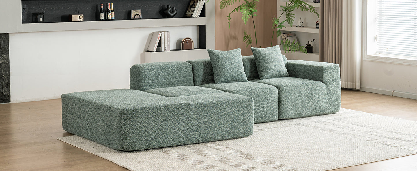 116.5" Sectional Sofa Full-compressed Sofa Couch Free-combined Sofa for Living Room, Green