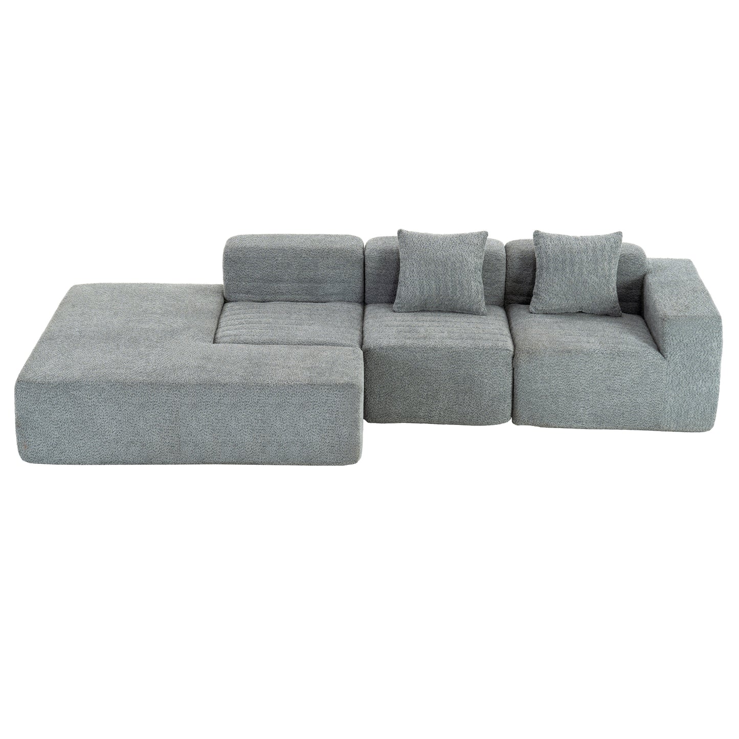 116.5" Sectional Sofa Full-compressed Sofa Couch Free-combined Sofa for Living Room, Grey