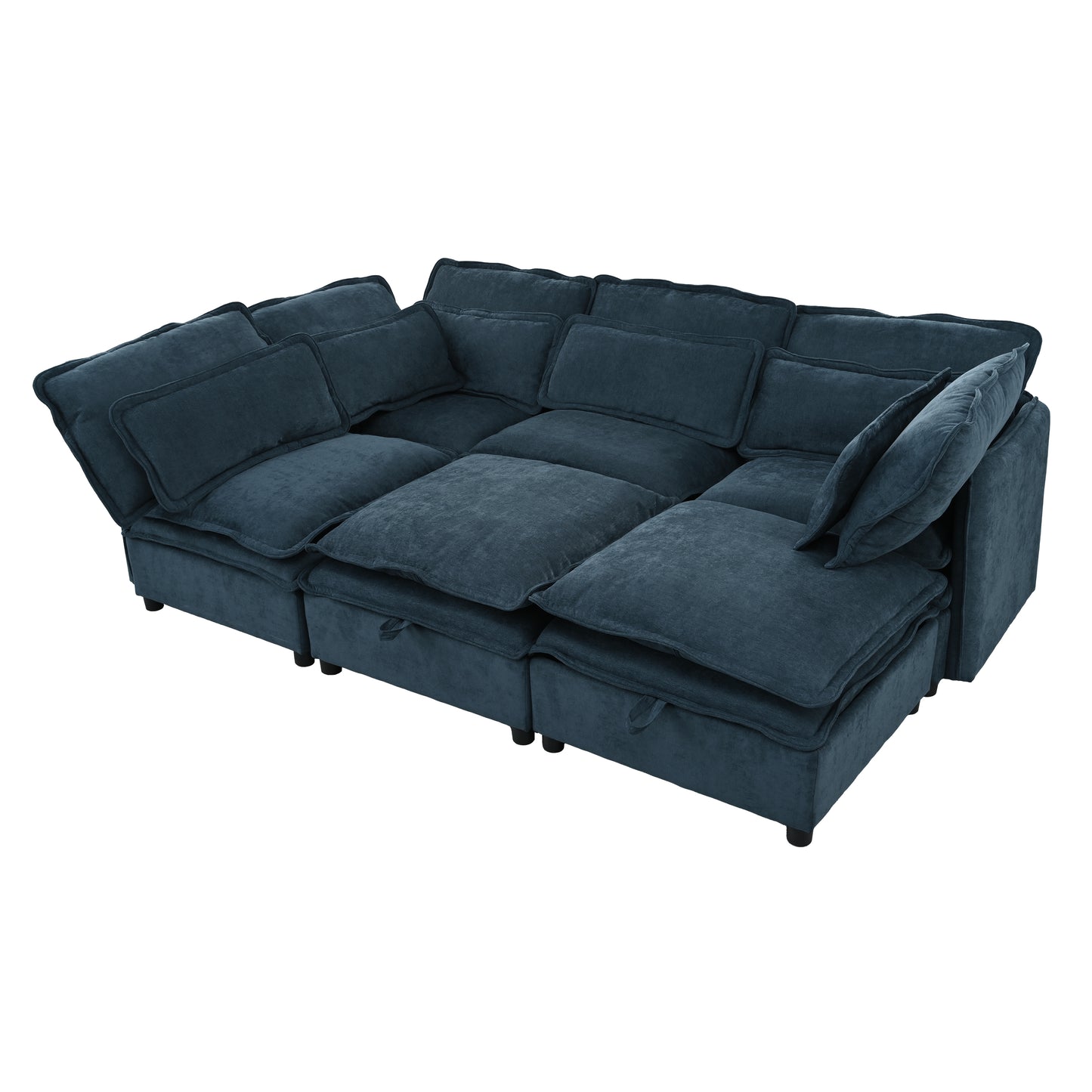 U_Style Double-Layer Cushion Modern Large U-Shaped Modular Sofa, Freely Combinable 6-Seater with Storage Function, Convertible to Sofa Bed, Perfect for Living Rooms, Offices, and Apartments