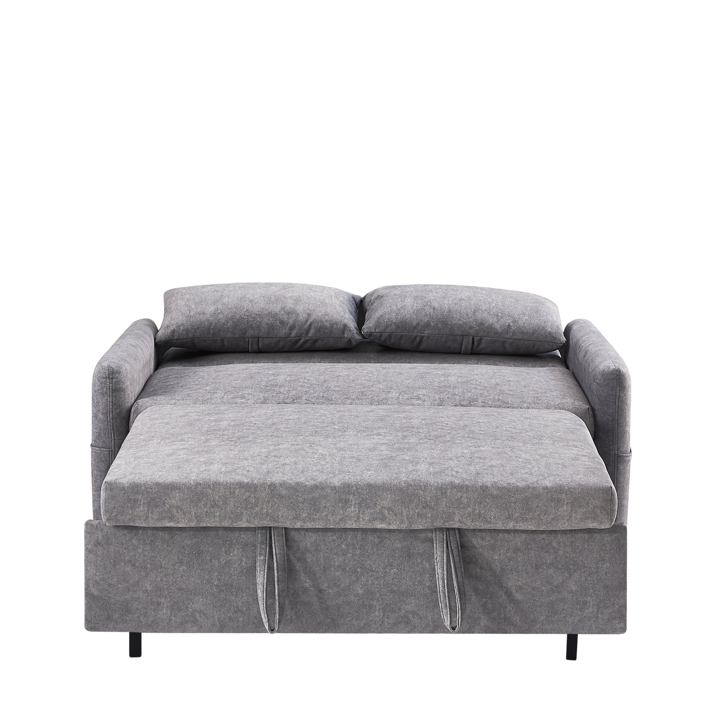 55.1" Pull Out Sleep Sofa Bed Loveseats Sofa Couch with Adjsutable Backrest, Storage Pockets, 2 Soft Pillows, USB Ports for Living Room, Bedroom, Apartment, Office,Grey (Old SKU:WF315689AAE)