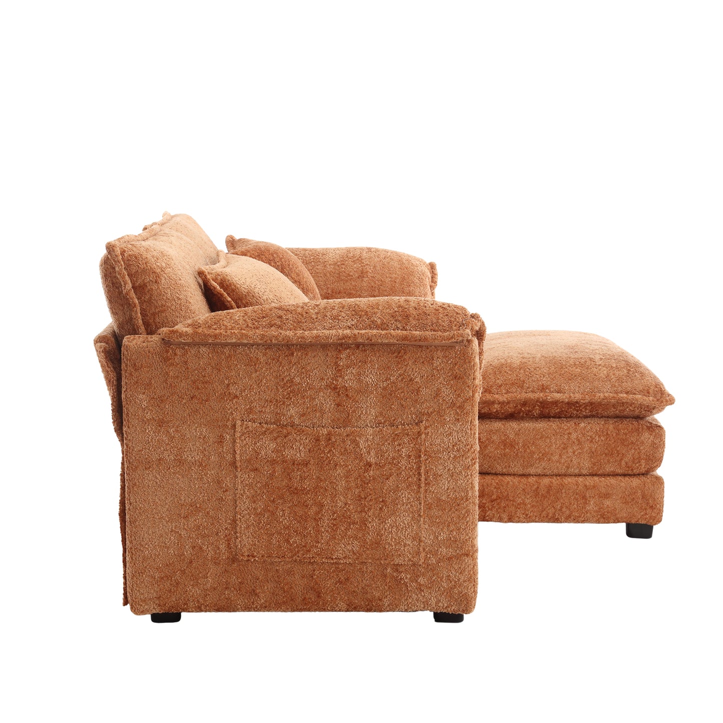 UNITED WE WIN Chenille fabric, removable armrests with side pockets, high density sponge filling, oversized double sofa with footstool