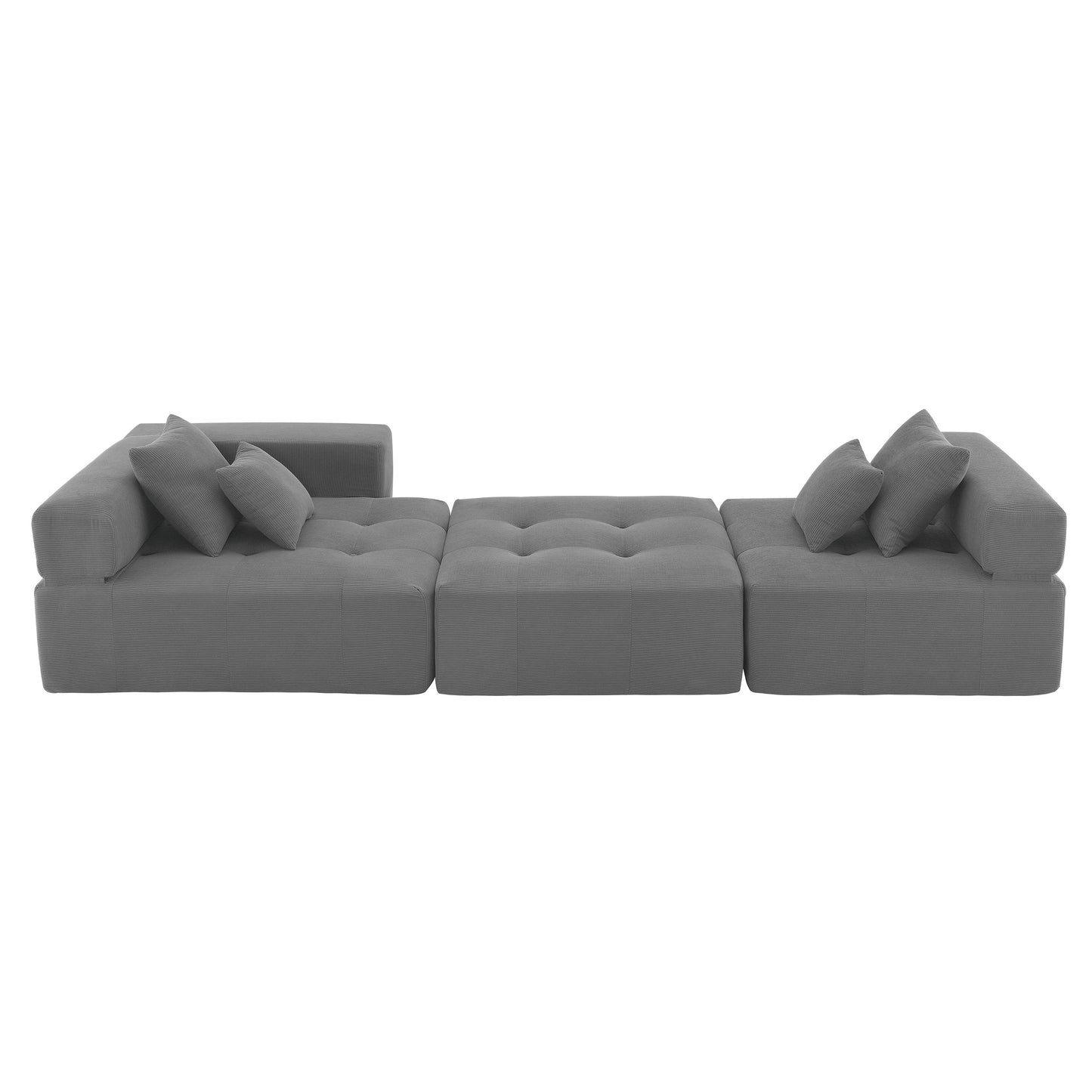 [VIDEO+New]105.5''L Shaped Modular Sectional Sofa,Minimalist Corduroy Floor Couch Set,Convertible Foam-Filled Cloud Compressed Couch for Living Room,3 PC Free Combination,No Assembly Required,3 Colors