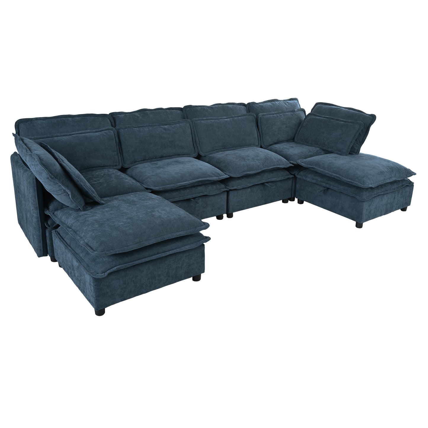 U_Style Double-Layer Cushion Modern Large U-Shaped Modular Sofa, Freely Combinable 6-Seater with Storage Function, Convertible to Sofa Bed, Perfect for Living Rooms, Offices, and Apartments