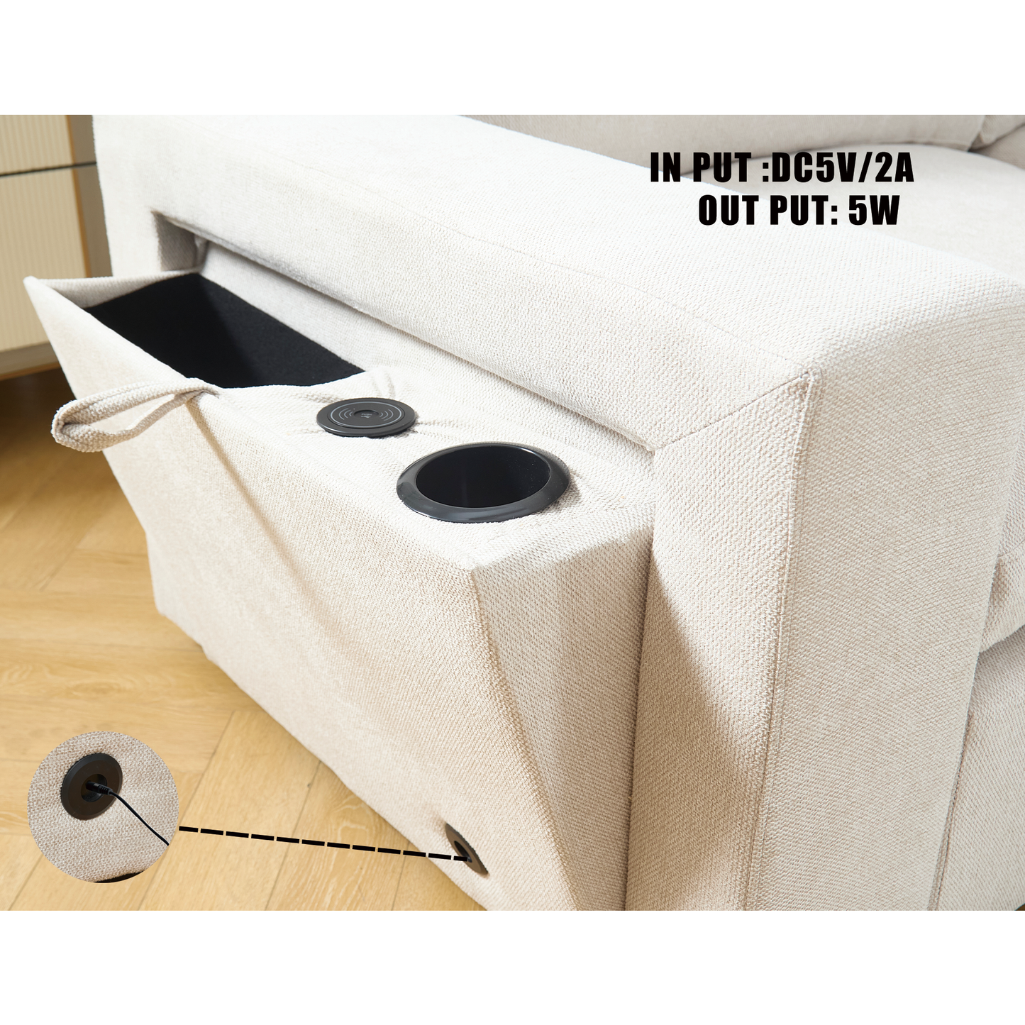 [NEW ARRIVED] [VIDEO PROVIDED]Sectional Couches For Living Room,Modular Couch,Wireless Charging Port & Cup Holders,5-seat ,DIY Combination,L-shaped Sofa,Book Storage Space,Soft Linen Fabric,Beige