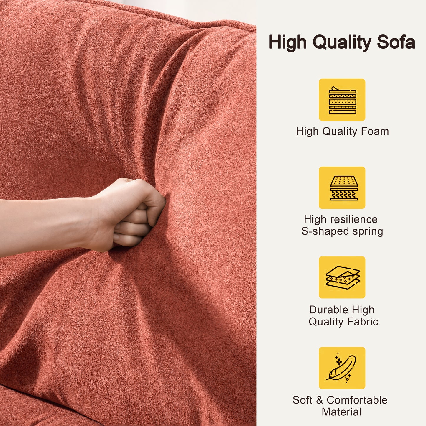 103 inch comfortable deep seated sofa with pillow, suitable for bedroom, living room, apartment, office, dormitory decoration