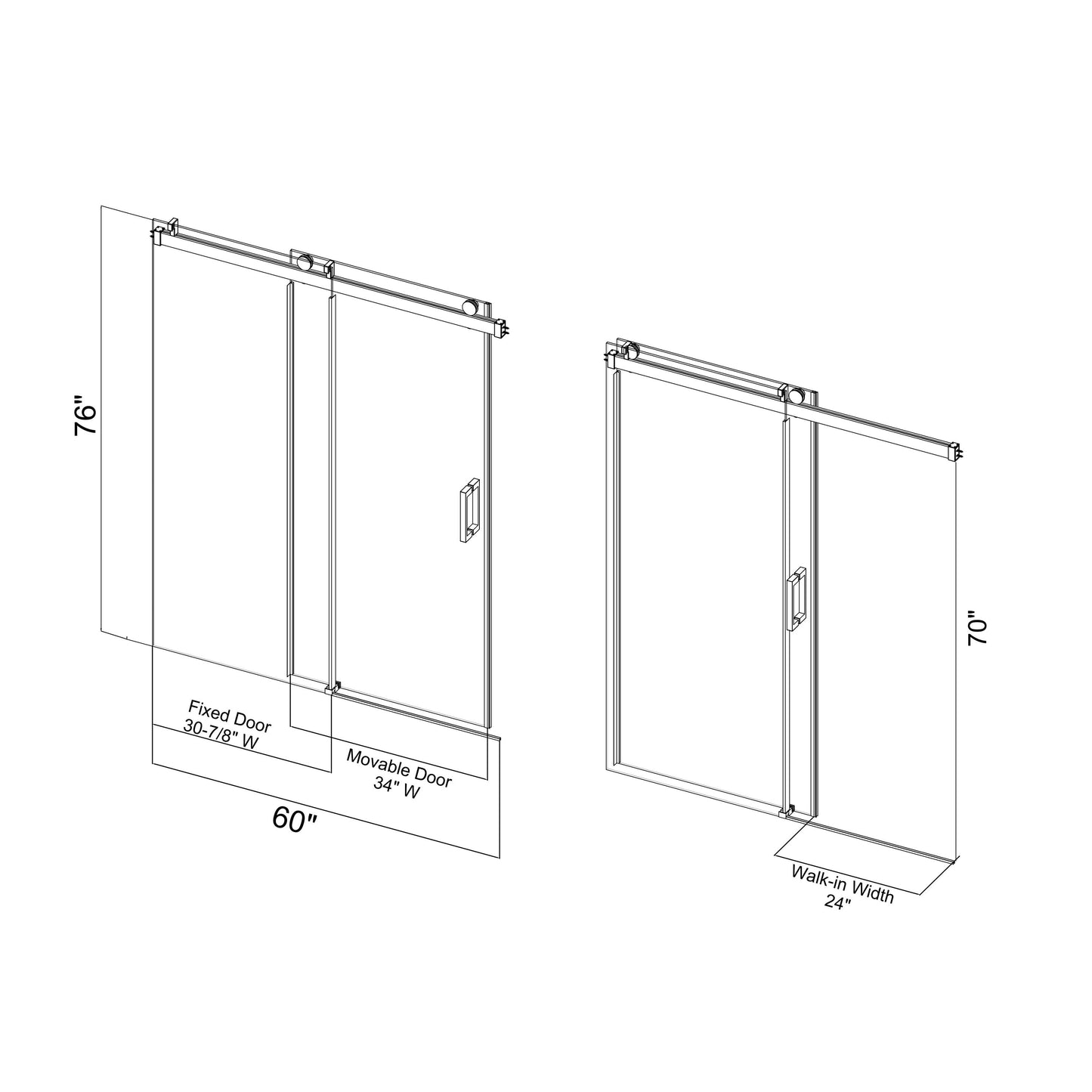 56 to 60 in. W x 76 in. H Sliding Frameless Soft-Close Shower Door with Premium 3/8 Inch (10mm) Thick Tampered Glass in Brushed Nickel 22D01-60BN