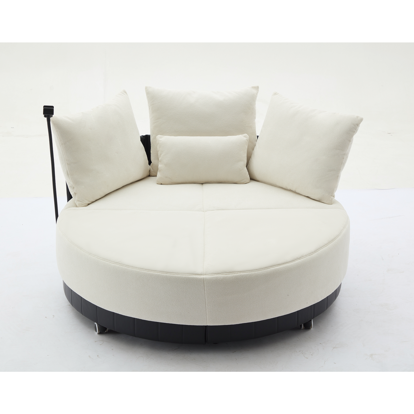 [NEW ARRIVED] [VIDEO PROVIDED]52.75'' Oversized Round Swivel  Chair,360° Swivel Chair, Couples chair,Adjustable phone stand,Swivel Chair,Rotating pulley,Polyester(Anti-Wrinkle),Beige