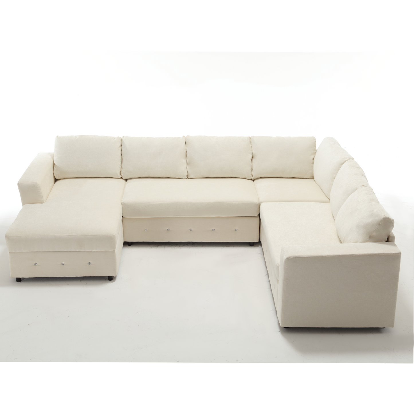 [NEW ARRIVED] [VIDEO PROVIDED]110.75" Sectional Sofa,Oversized modular sofa,Chaise Storage, Modern U Shaped  Couch , Upholstered Sofas,Chenille,Crystal button , Living Room, Apartment,  Beige