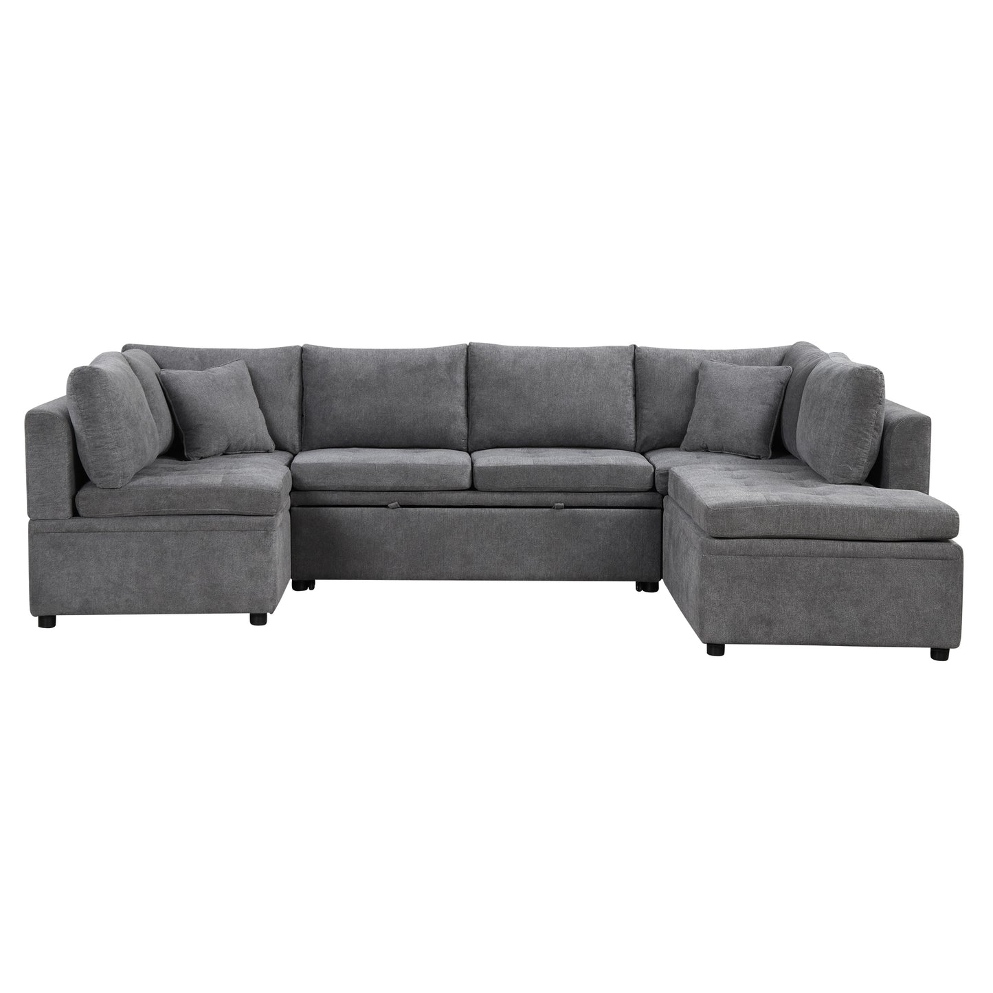 117.3" Oversized Sectional Sofa U- shaped Sofa Couch Pull-out Sofa Bed with Two Throw Pillows for Living Room, Gray