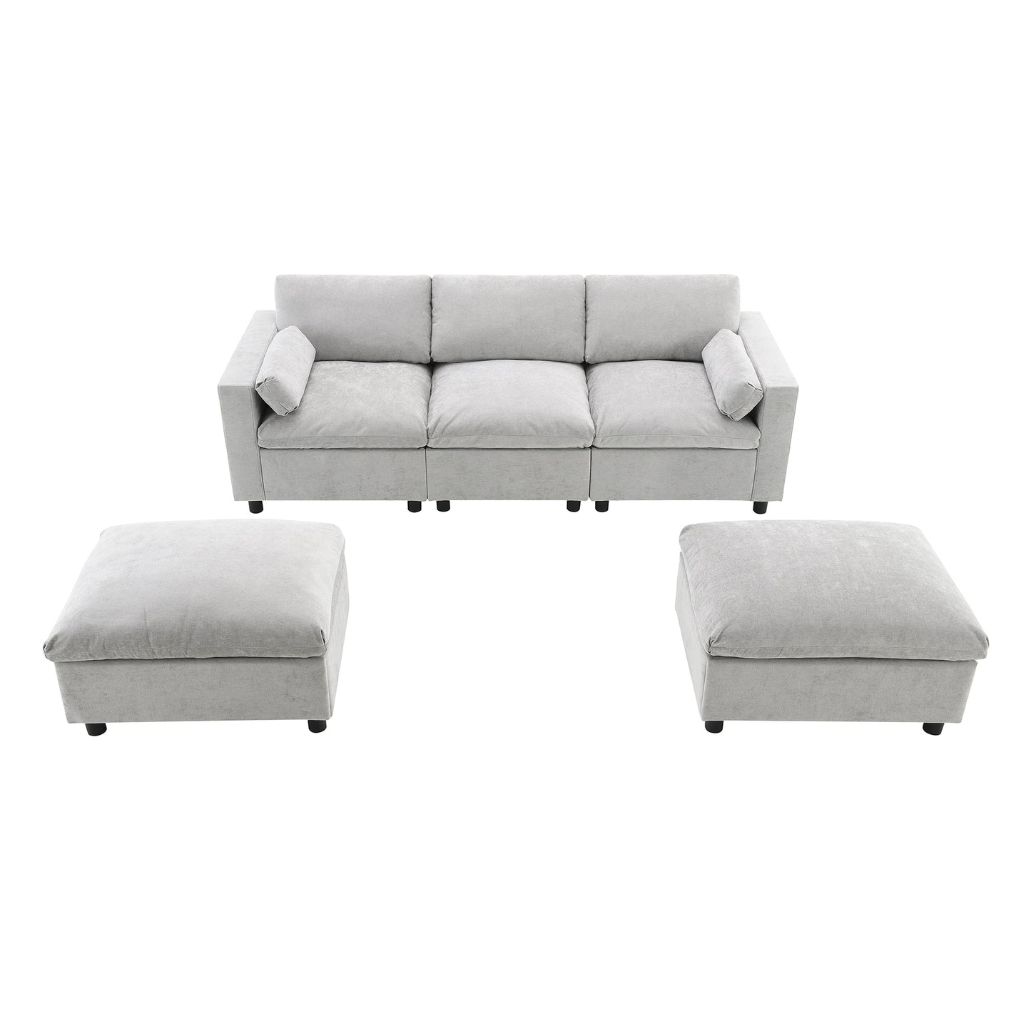 [VIDEO provided][New]86.5''Chenille Sectional Sofa with Storage Pockets, 5 Seat U Shaped Sleeper Couch Set,2 PIC Free Combination,Convertible Sofa Bed with Ottoman for Living Room,Apartment,3 Colors