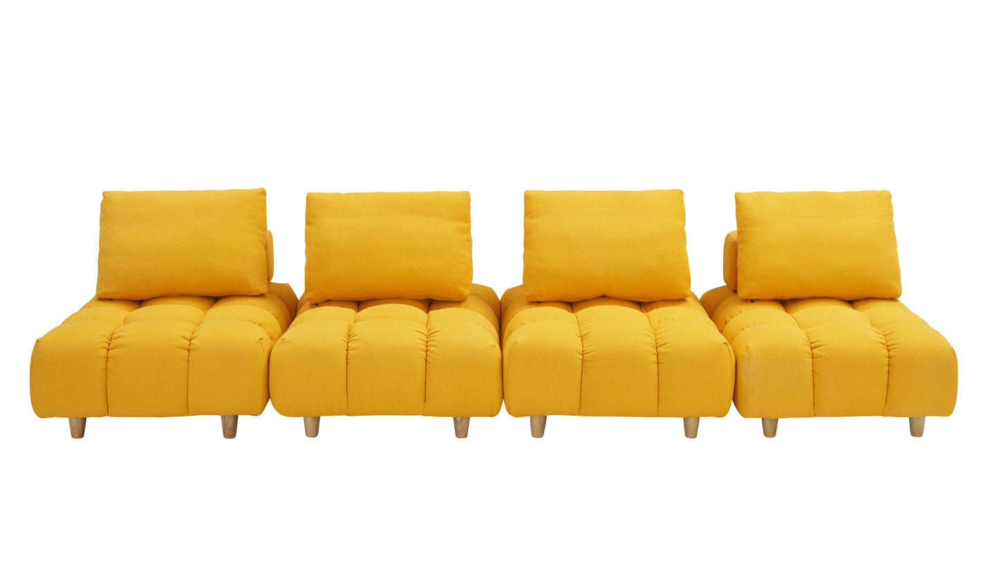 120 inches long, Teddy Sofa Fabric, with spacious and comfortable seats, for Apartment Office Living Room -Yellow