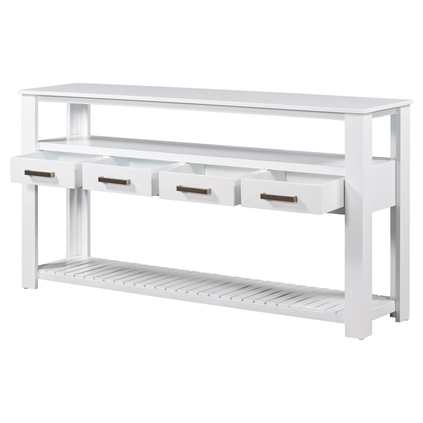 U_STYLE 62.2'' Modern Console Table Sofa Table for Living Room with 4 Drawers and 2 Shelves