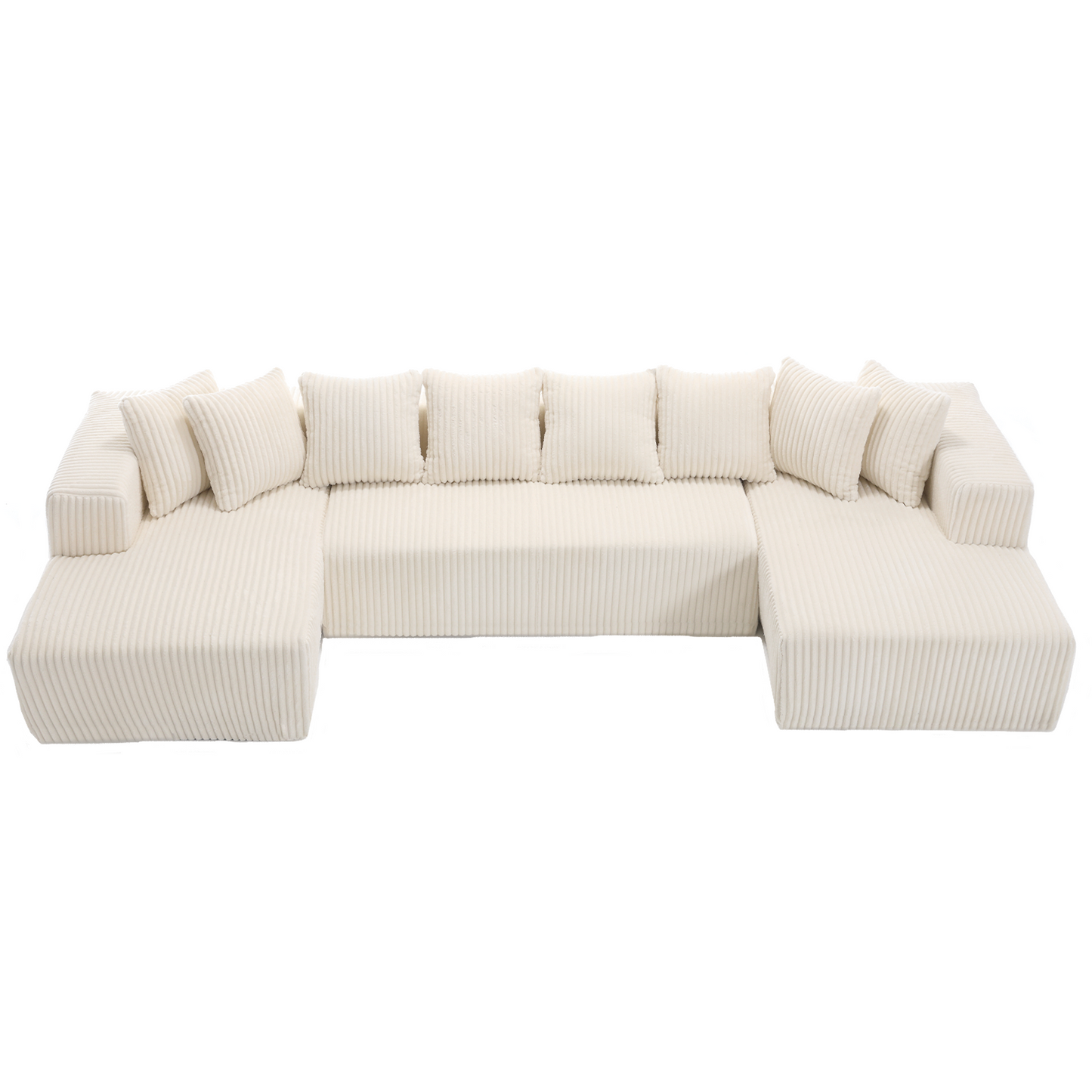 [NEW ARRIVED] [VIDEO PROVIDED]131'' Modular Sectional Couch, U-shaped sofa , Chaise Lounge, Striped fabric,Upholstered 4 Seater Couch for Living Room, Bedroom, Free Combination Sofa (Corduroy),White