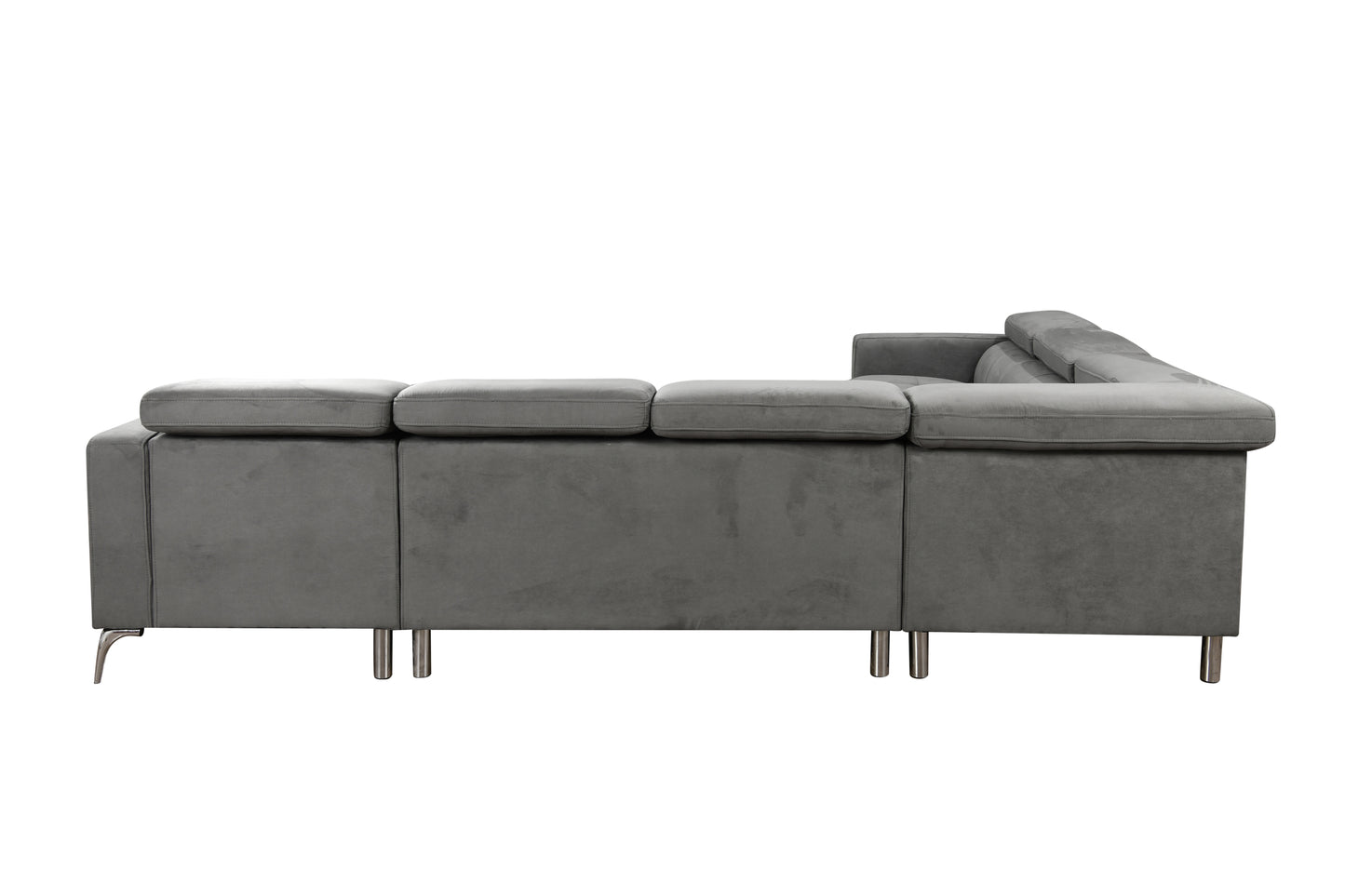 122 inch Oversized Sectional Sofa Couch with Chaise Storage, Contemporary U-Shaped 7-Seater Sofa with Adjustable Headrests for Living Room,Gray