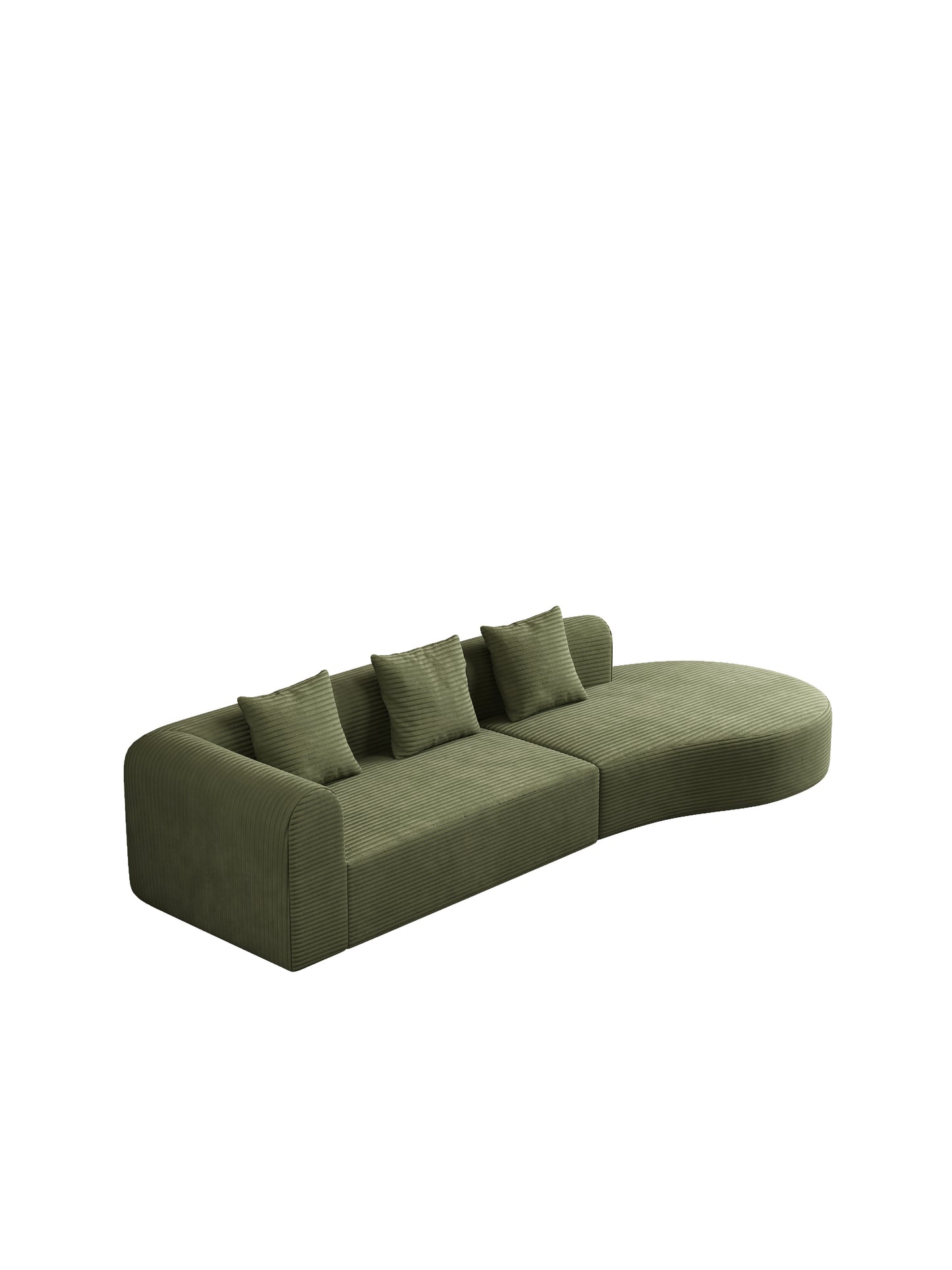 123*37 inch extra large deep modular sofa, cloud sofa 4-person sofa, can sit or lie down, living room corduroy modular sofa, no assembly required, green