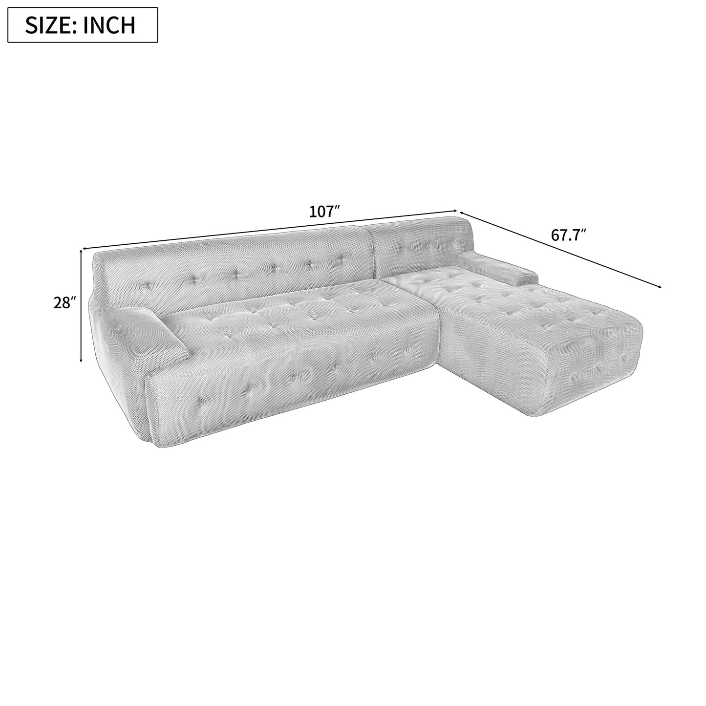 U_Style Modern Large L-Shaped Modular Sofa, Minimalist Style, 2-Piece Set with Free Combinations, Suitable for Living Rooms, Apartments, and Lounges