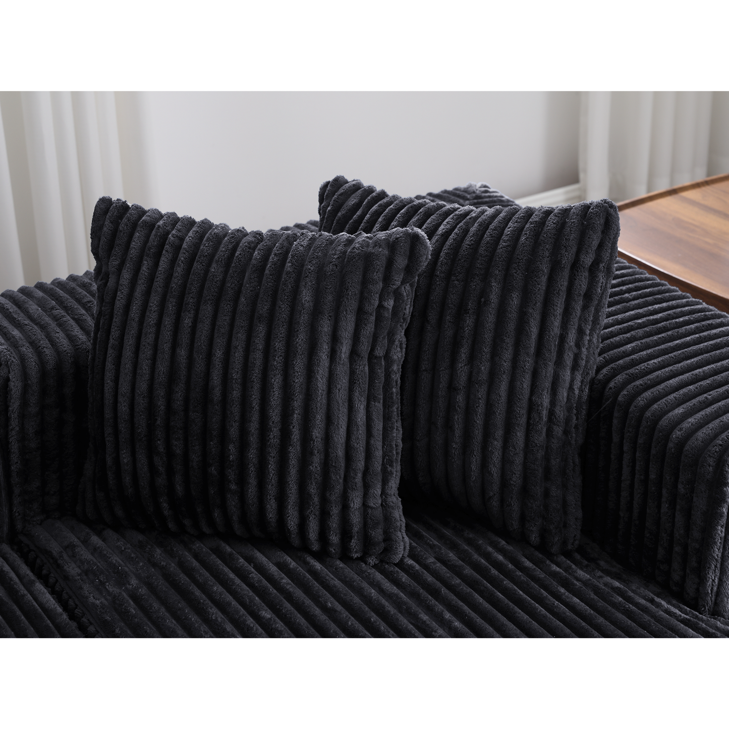 [NEW ARRIVED] [VIDEO PROVIDED]131'' Modular Sectional Couch, U-shaped sofa , Chaise Lounge, Striped fabric,Upholstered 4 Seater Couch for Living Room, Bedroom, Free Combination Sofa (Corduroy),Black