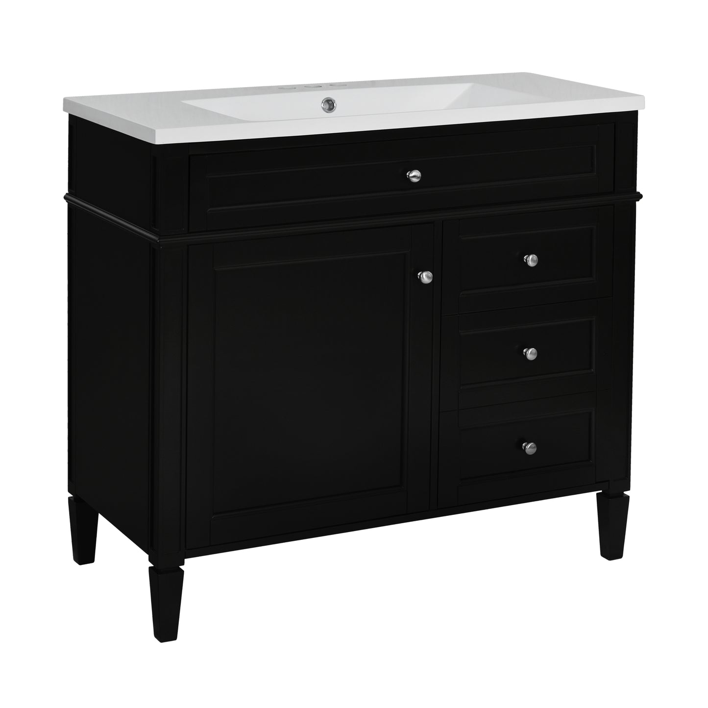 36'' Bathroom Vanity with Top Sink, Modern Bathroom Storage Cabinet with 2 Drawers and a Tip-out Drawer, Single Sink Bathroom Vanity