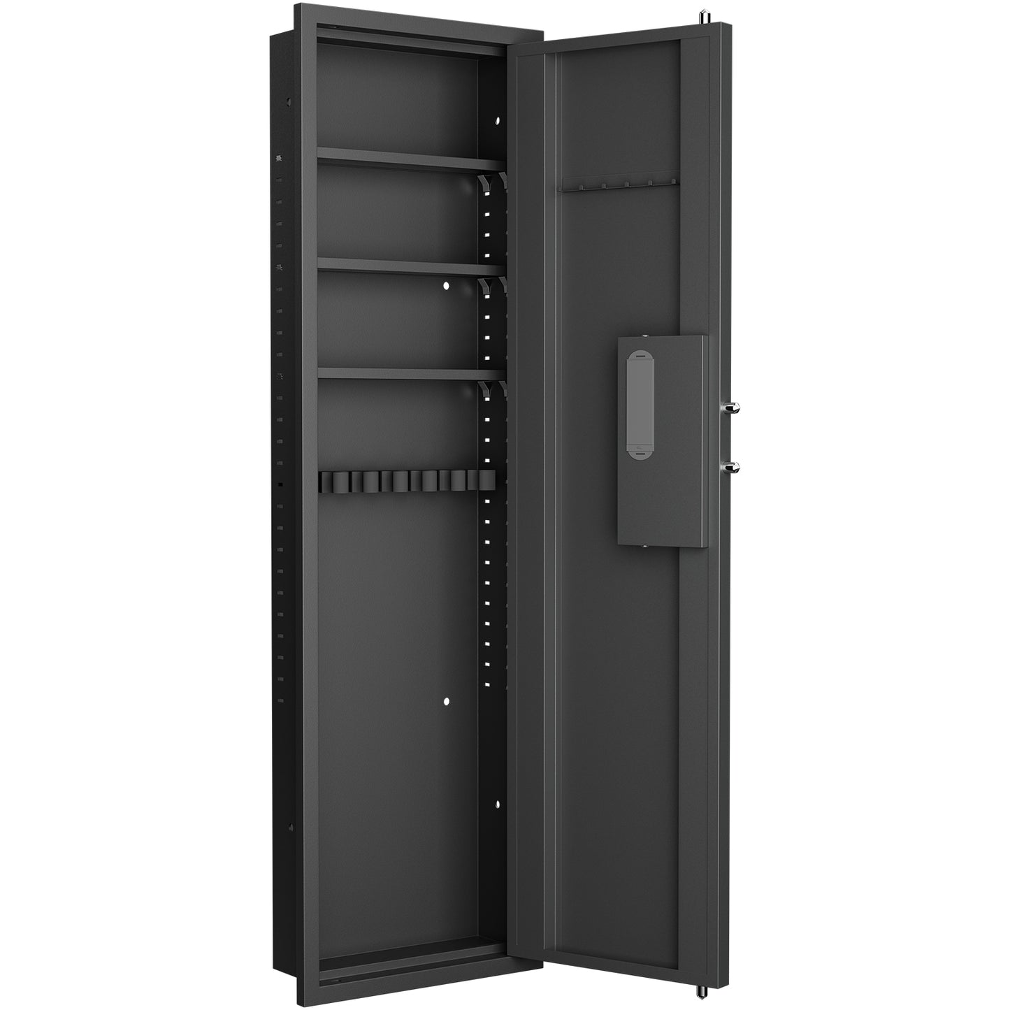 53" Passwod Touch Panel In-Wall Safe,Hidden Wall Gun Safe for Rifles with Adjustable Shelves,Assembled Storage Multifunctional Wall Safe for Firearm and Valuables (Black-Digital)