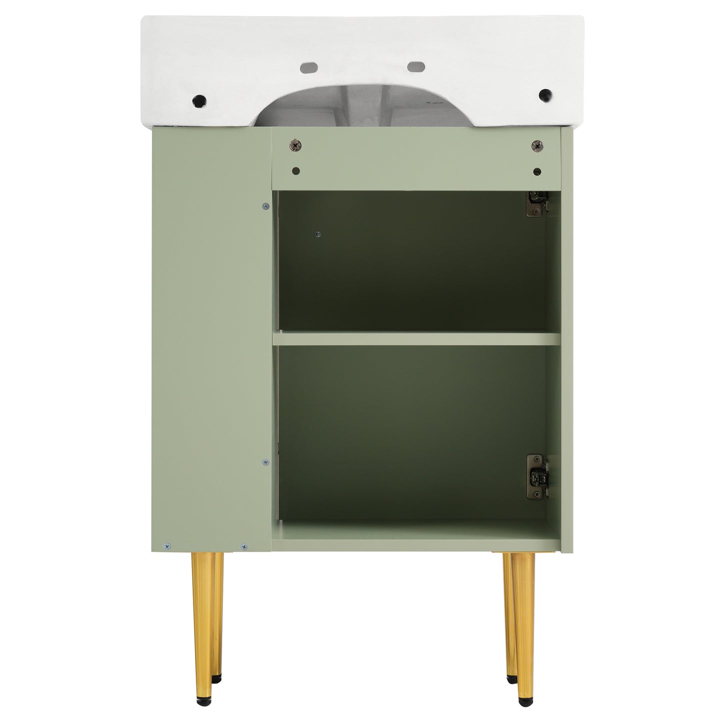 21.6" Green Bathroom vanity, Combo Cabinet, Bathroom Storage Cabinet, Single Ceramic Sink, Right side storage