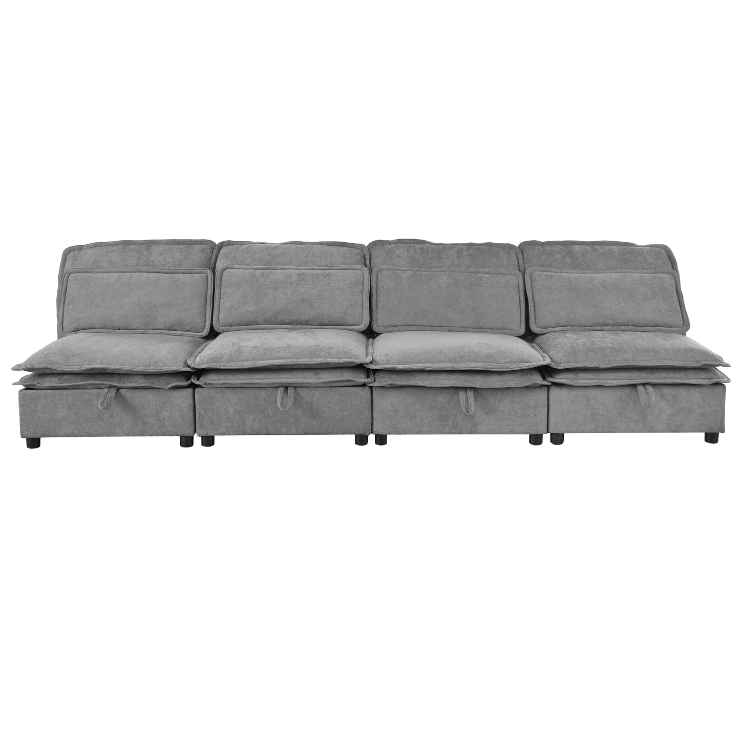 U_Style Double-Layer Cushion Modular Sofa, Freely Combinable, 4-Seater with Storage Function, Includes 4 Soft Cushions, Perfect for Living Rooms, Offices, and Apartments