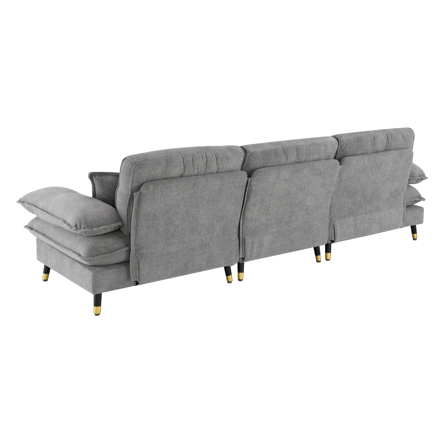 [VIDEO provided][New]106*66.5" L shaped Convertible Sectional Sofa,4 Seat Tufted Couch Set with Two-tone Adjust Legs,Cloud Chenille Fabric,Movable Ottoman for Living Room,  Apartment,Office,3 Colors