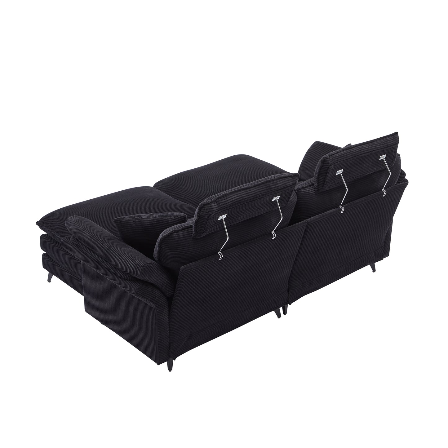 [New] Deep Seat Sectional Sofa, Comfortable Cloud Sofa with Ottomans, loveseat or 4-seater Sofa, 85.8''Modern Corduroy Upholstered Sectional Sofa for Living Room, Apartment, Studio, Office (Black).