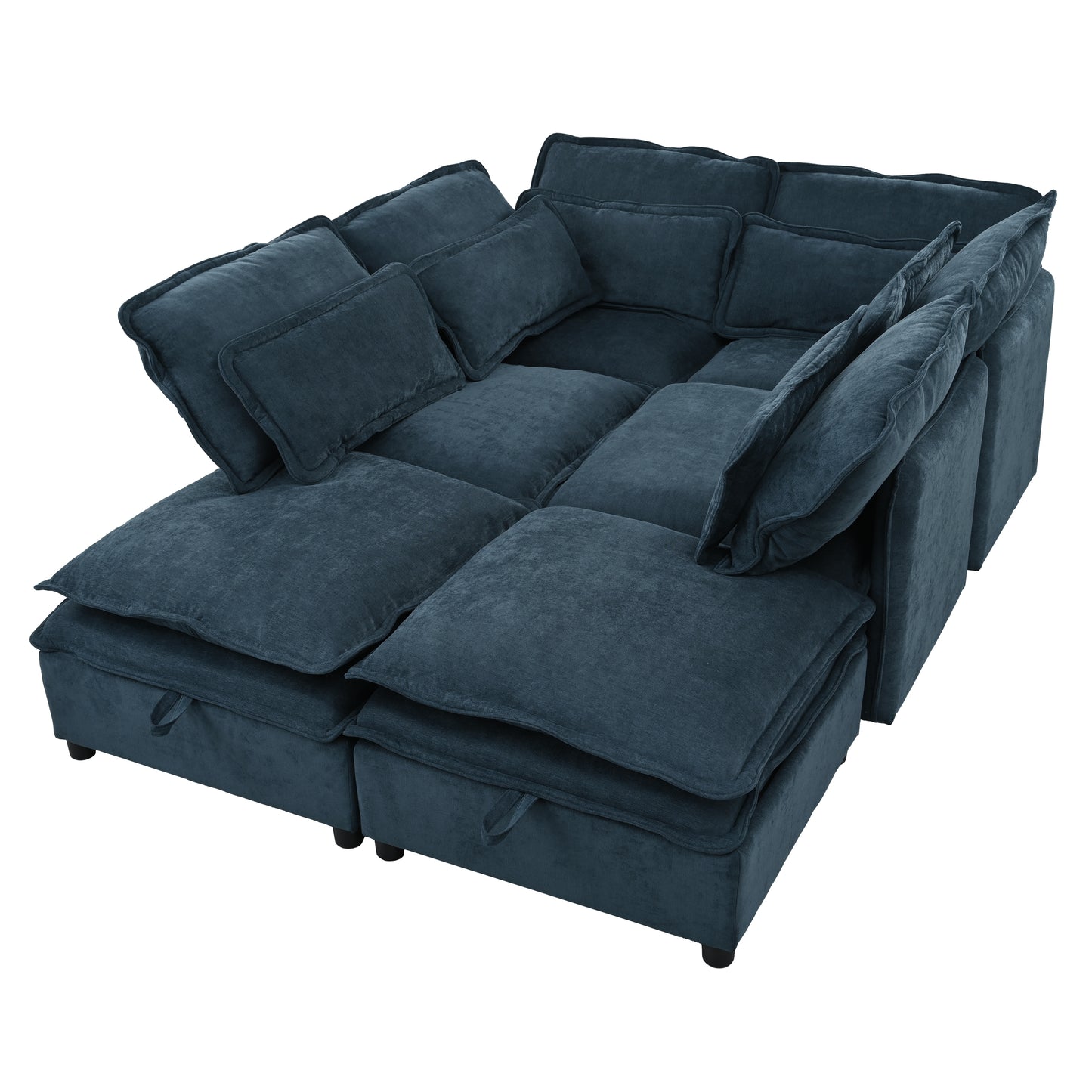 U_Style Double-Layer Cushion Modern Large U-Shaped Modular Sofa, Freely Combinable 6-Seater with Storage Function, Convertible to Sofa Bed, Perfect for Living Rooms, Offices, and Apartments