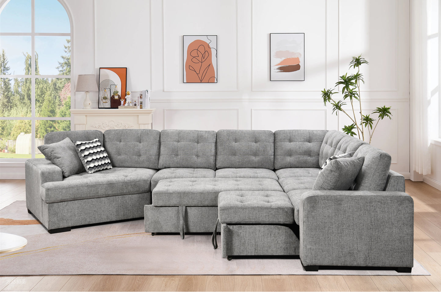 149" Oversized Sectional Modern Large Upholstered U-Shape Sectional Sofa, Extra Wide Chaise Lounge Couch for Home, Bedroom, Apartment, Dorm, Office, Grey