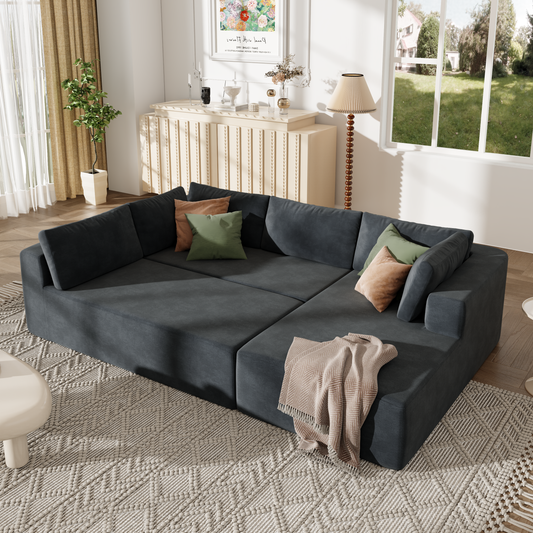 U_Style Modern Large Modular Sectional Sofa for Living Room, Bedroom, Salon, 3 Piece Free Combination