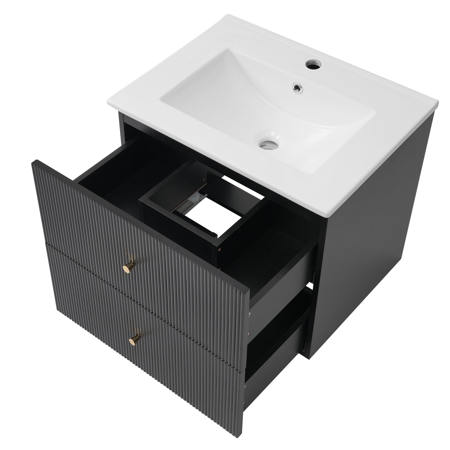 24-Inch Wall Mounted Bathroom Vanity with 2 Drawers - Ideal for Small Bathrooms