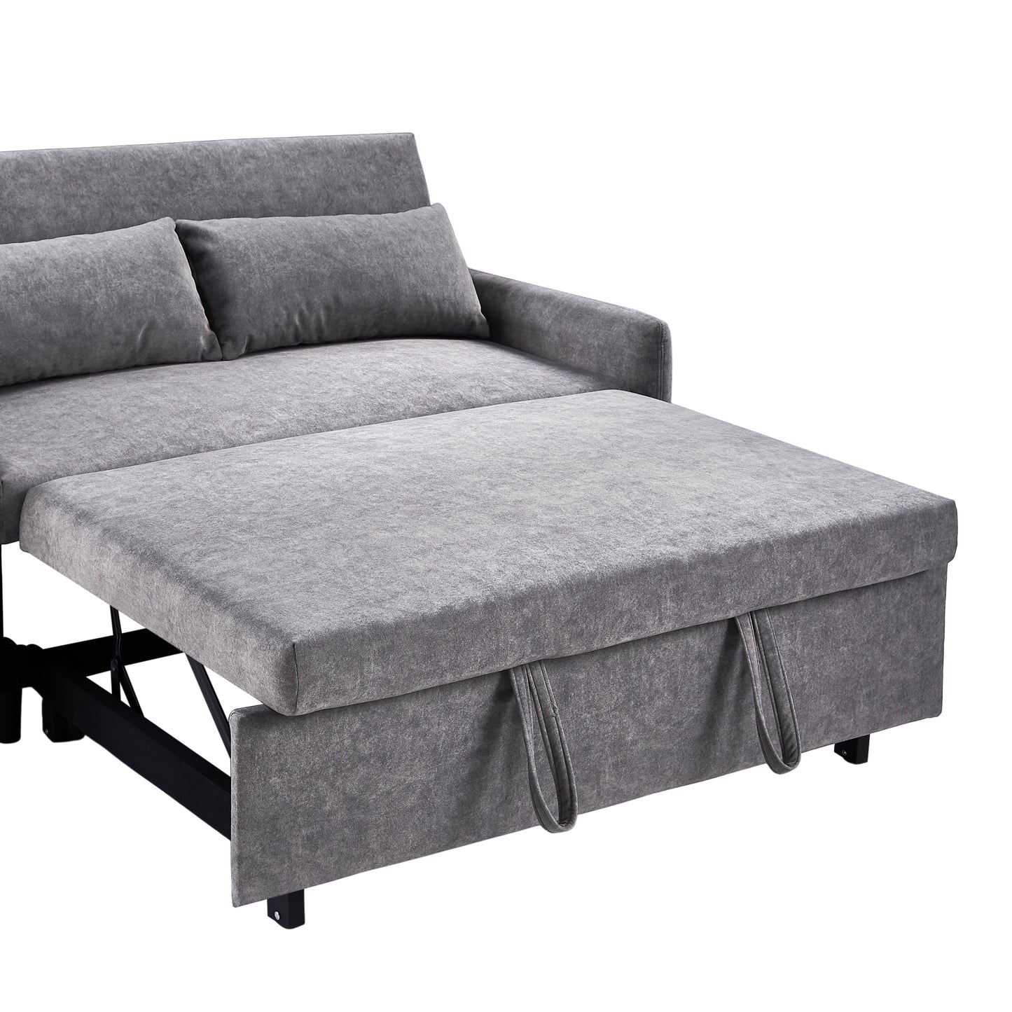 55.1" Pull Out Sleep Sofa Bed Loveseats Sofa Couch with Adjsutable Backrest, Storage Pockets, 2 Soft Pillows, USB Ports for Living Room, Bedroom, Apartment, Office,Grey (Old SKU:WF315689AAE)