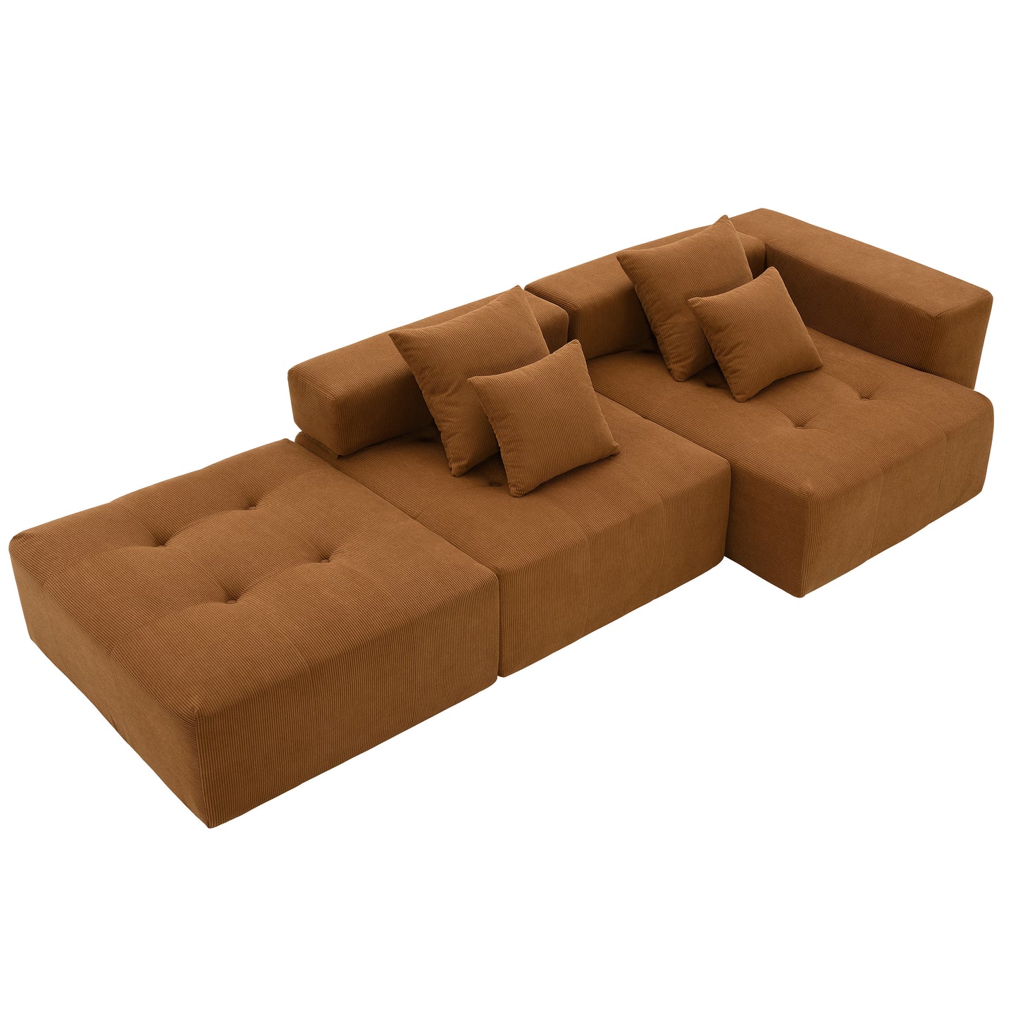 [VIDEO+New]105.5''L Shaped Modular Sectional Sofa,Minimalist Corduroy Floor Couch Set,Convertible Foam-Filled Cloud Compressed Couch for Living Room,3 PC Free Combination,No Assembly Required,3 Colors