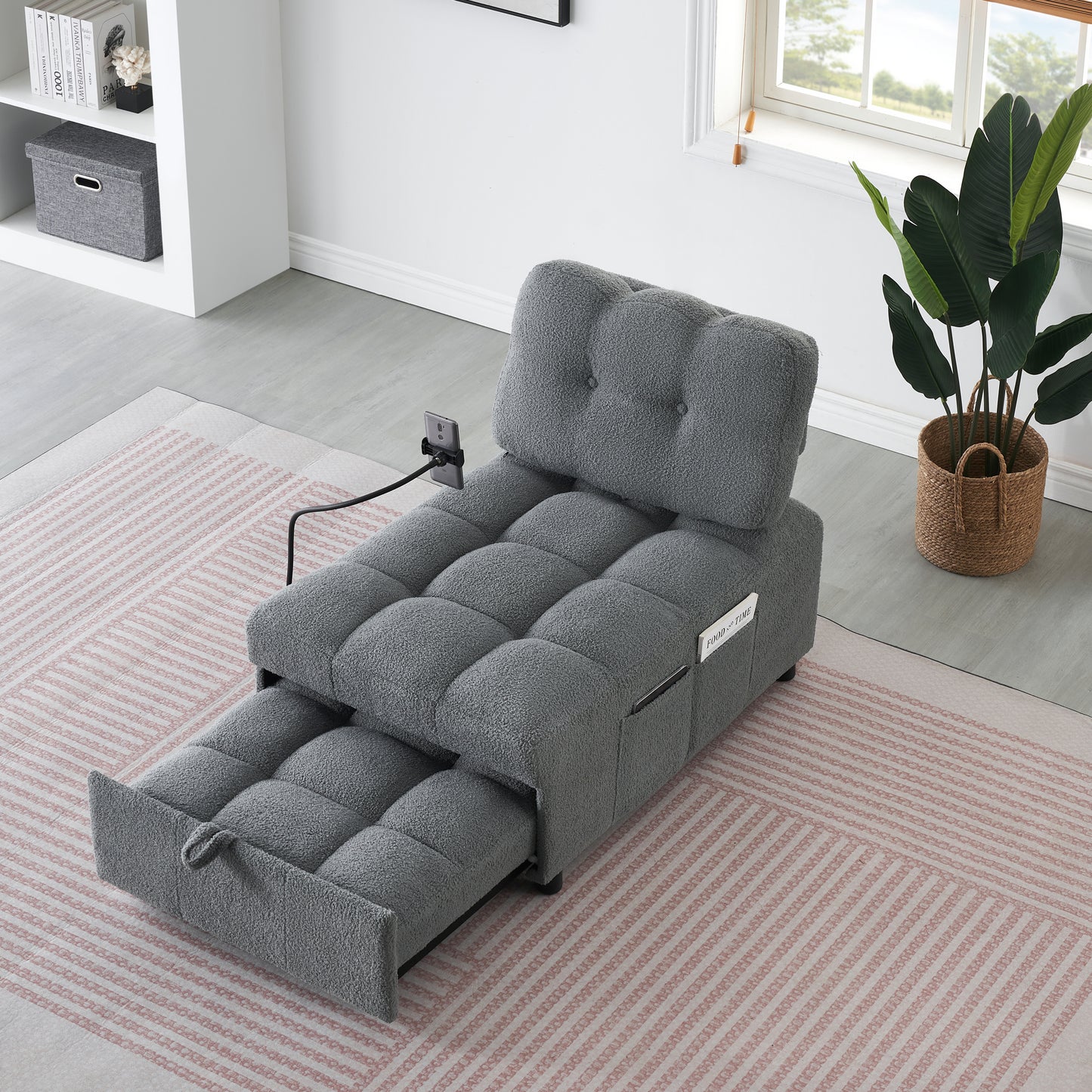 40.20 inches long, Teddy Sofa Fabric,a convertible sofa-cum-bed, for Apartment Office Living Room - Gray