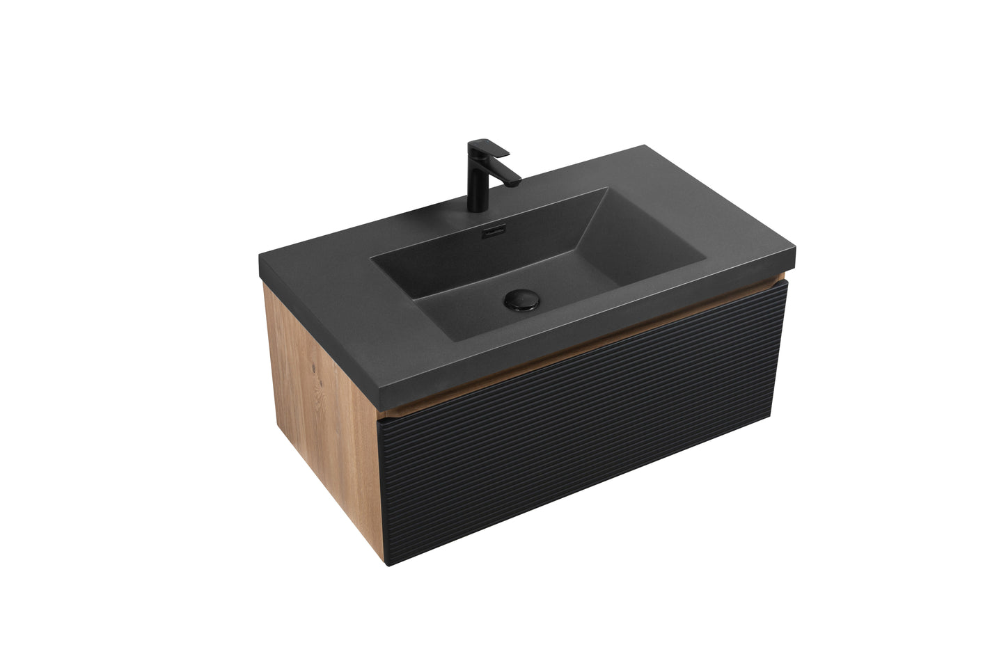 36" Floating Bathroom Vanity with Sink, Modern Wall-Mounted Bathroom Storage Vanity Cabinet with Countertop and Soft Close Drawers, Ink Black CRUIS-36